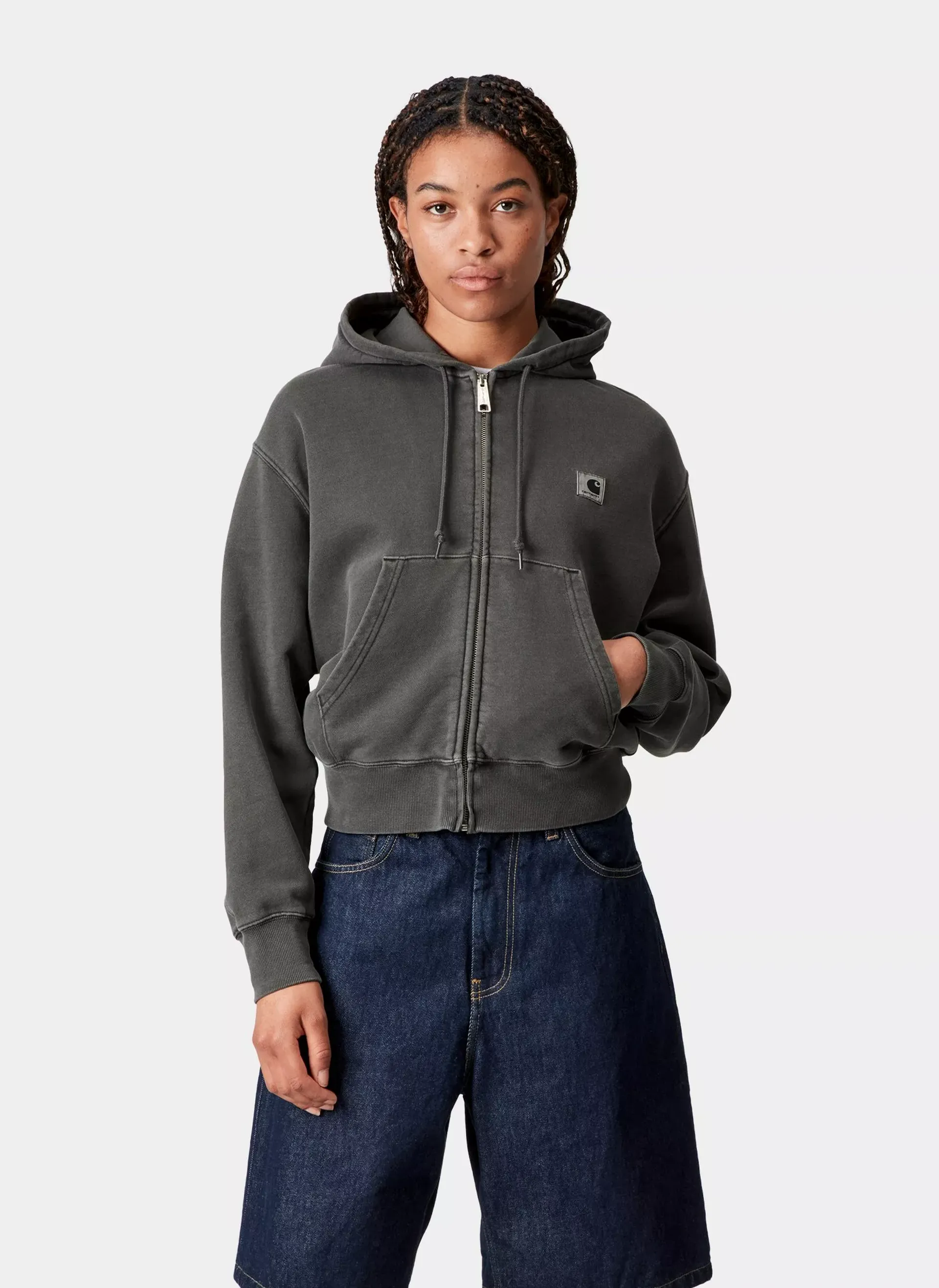 Худи на молнии женское W' Hooded Nelson Jacket Black (Garment Dyed)