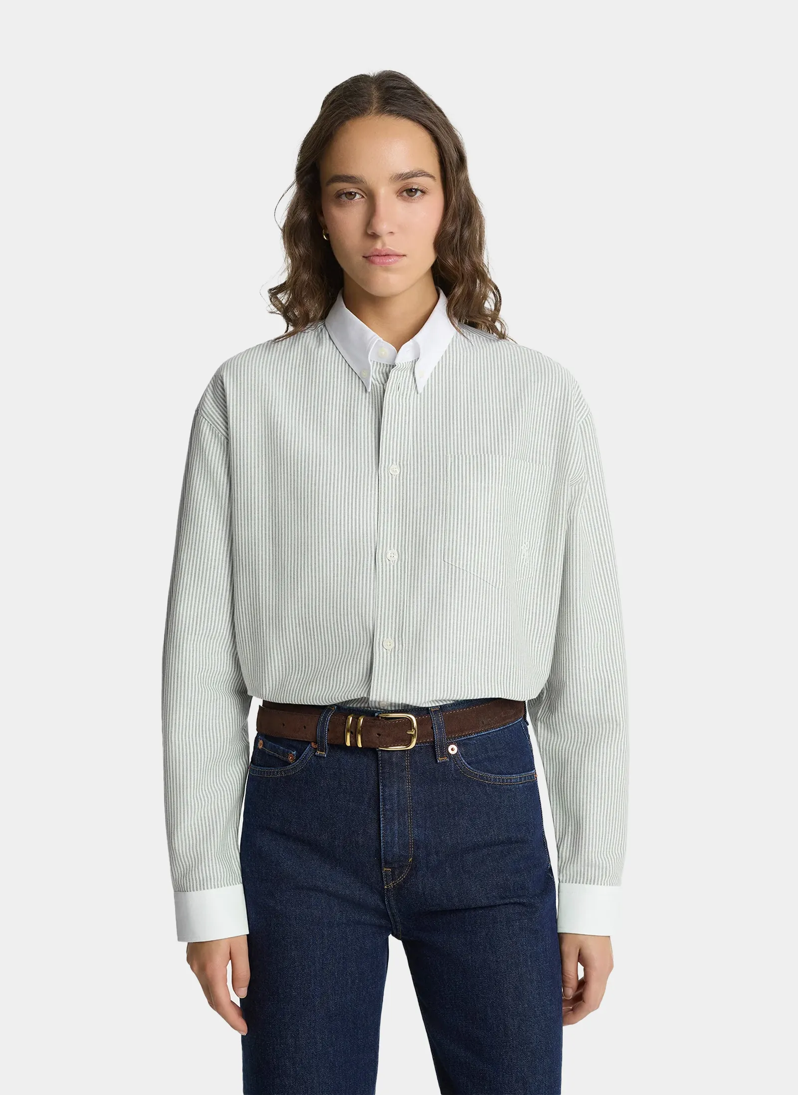 Рубашка SRC Oversized Oxford Shirt Forest striped