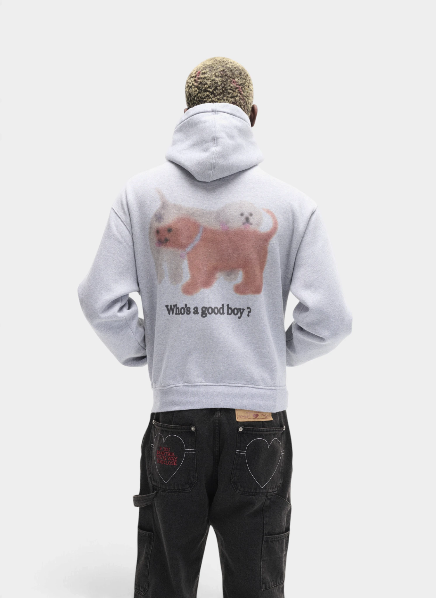 Худи на молнии Who's a good boy? Zip Hoodie Melange Grey