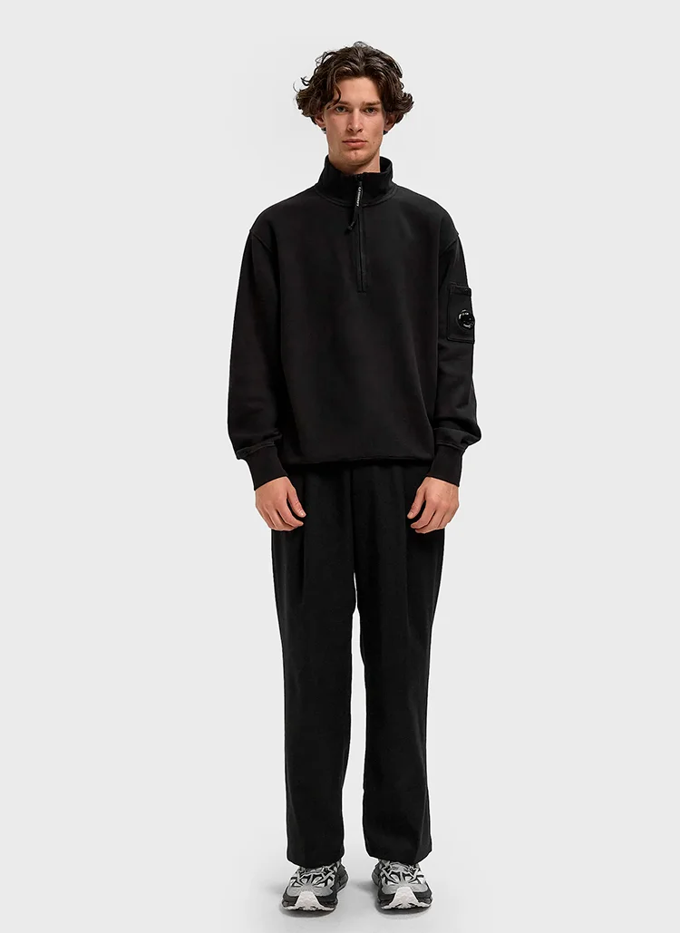 Свитшот Brushed and Emerized Diagonal Fleece Half Zip Sweatshirt Black