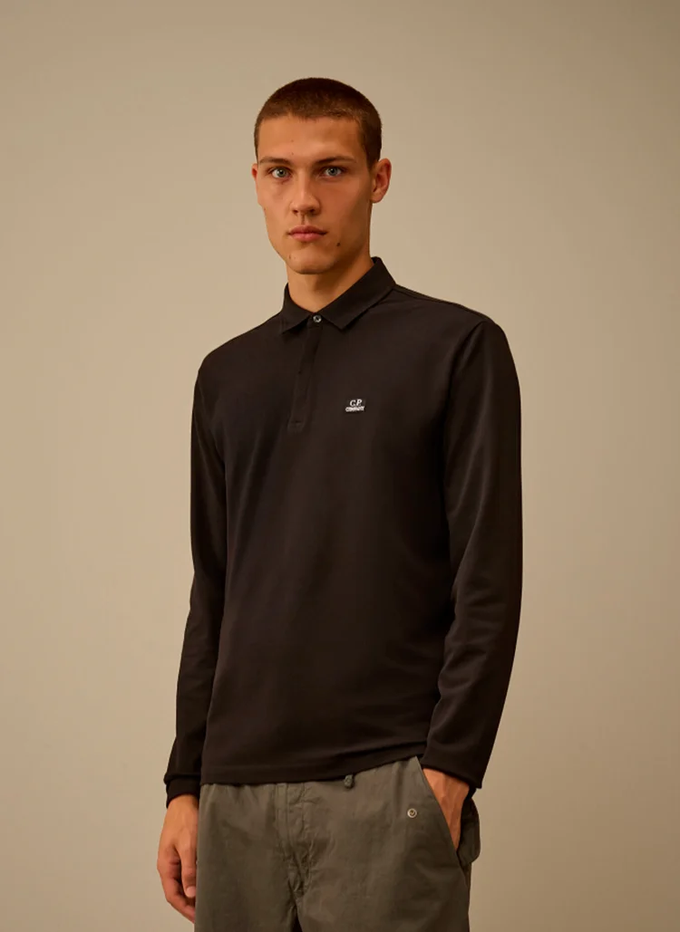 Поло Stretch Piquet Ribbed Collar Polo Black