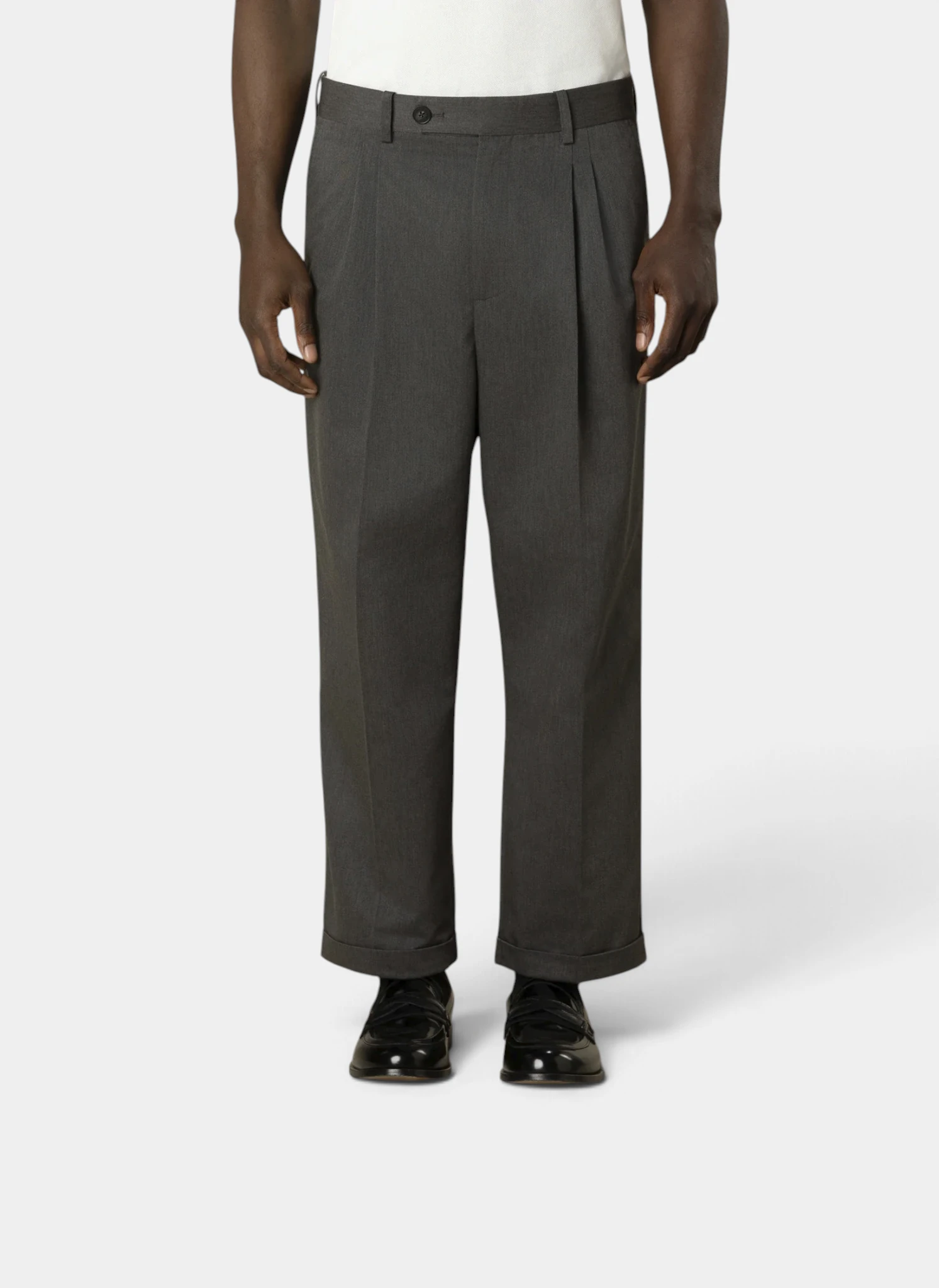 Брюки Twill Cropped Pleated Pants Grey