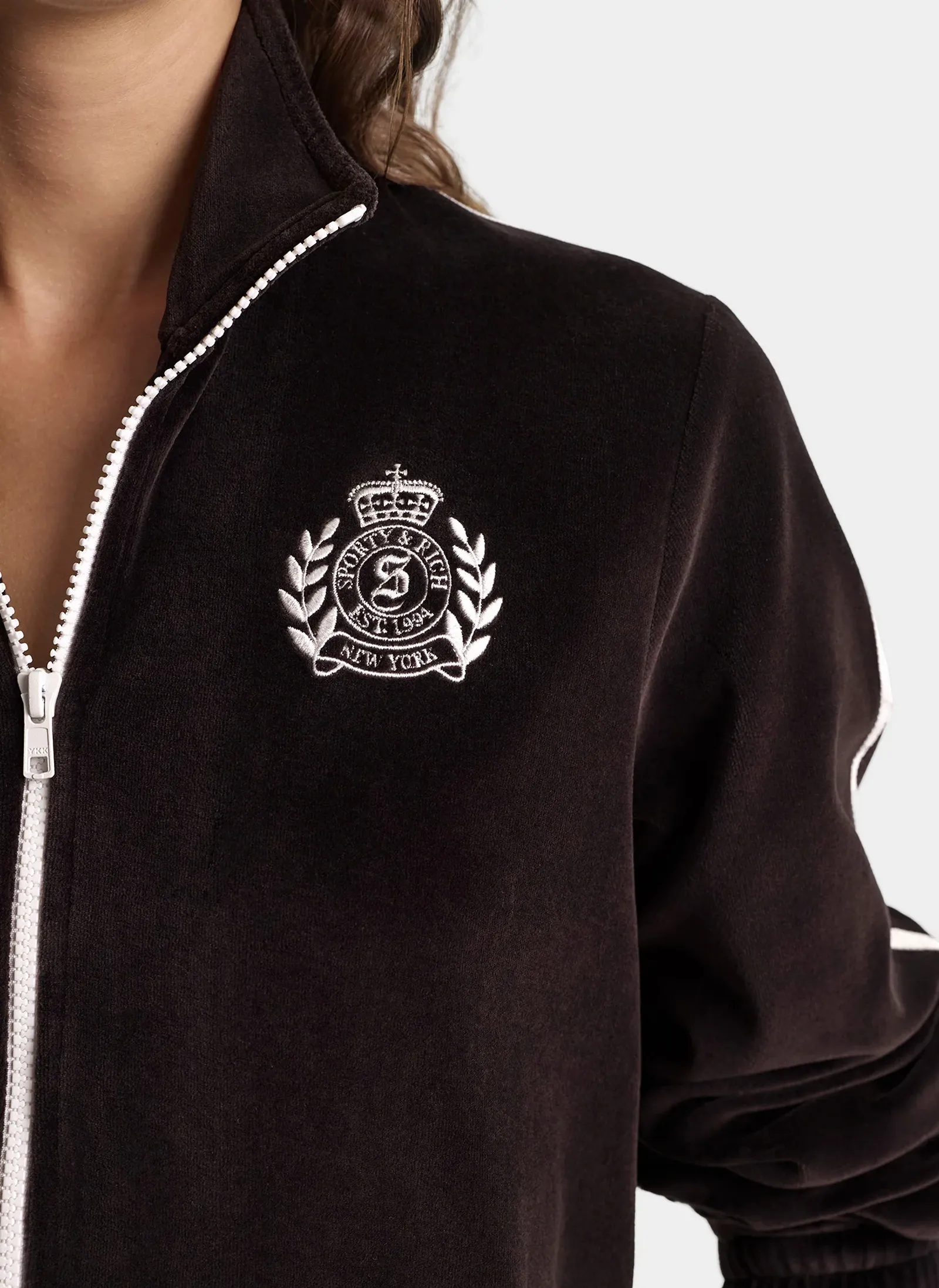 Олимпийка NY Crest Elio Velour Track Jacket Chocolate
