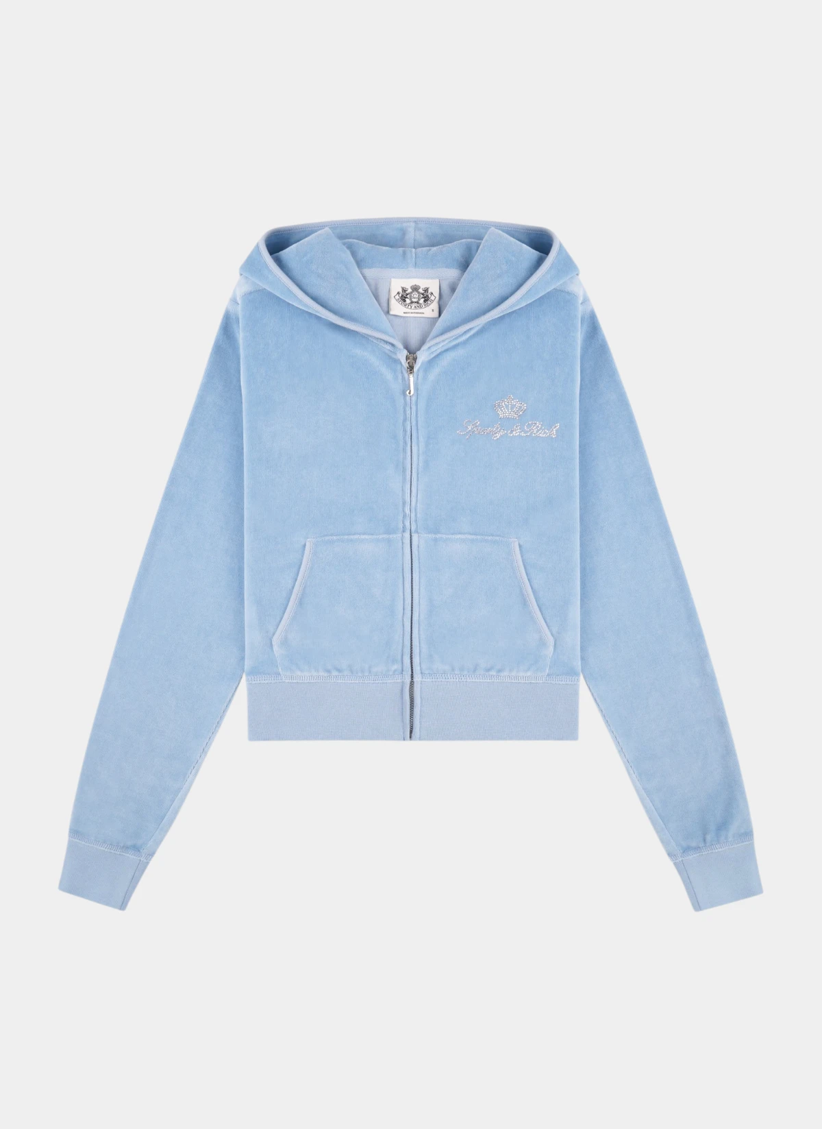 Худи на молнии Juicy Script Velour Zip Hoodie Sky Blue