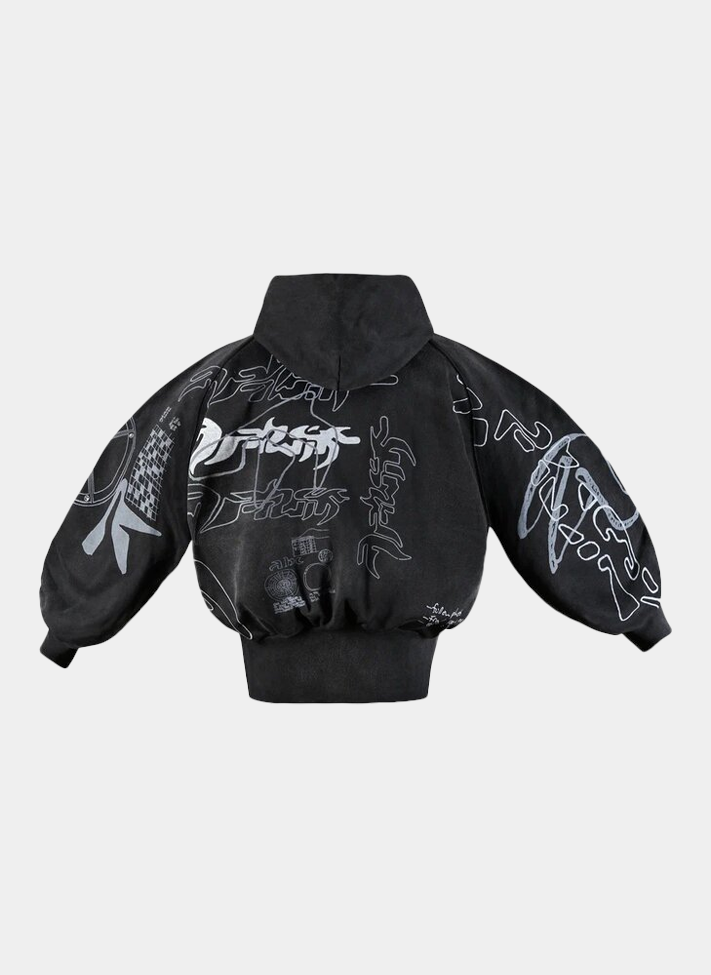 Худи .Solutions + NUMBER 3 A—Sketch Hoodie Old Black