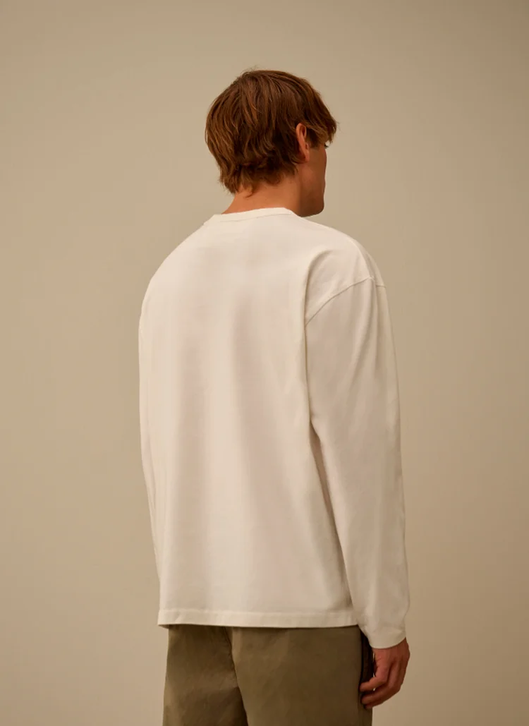 Лонгслив Mercerized 30/2 Jersey Twisted Long Sleeve T-Shirt Gauze  White