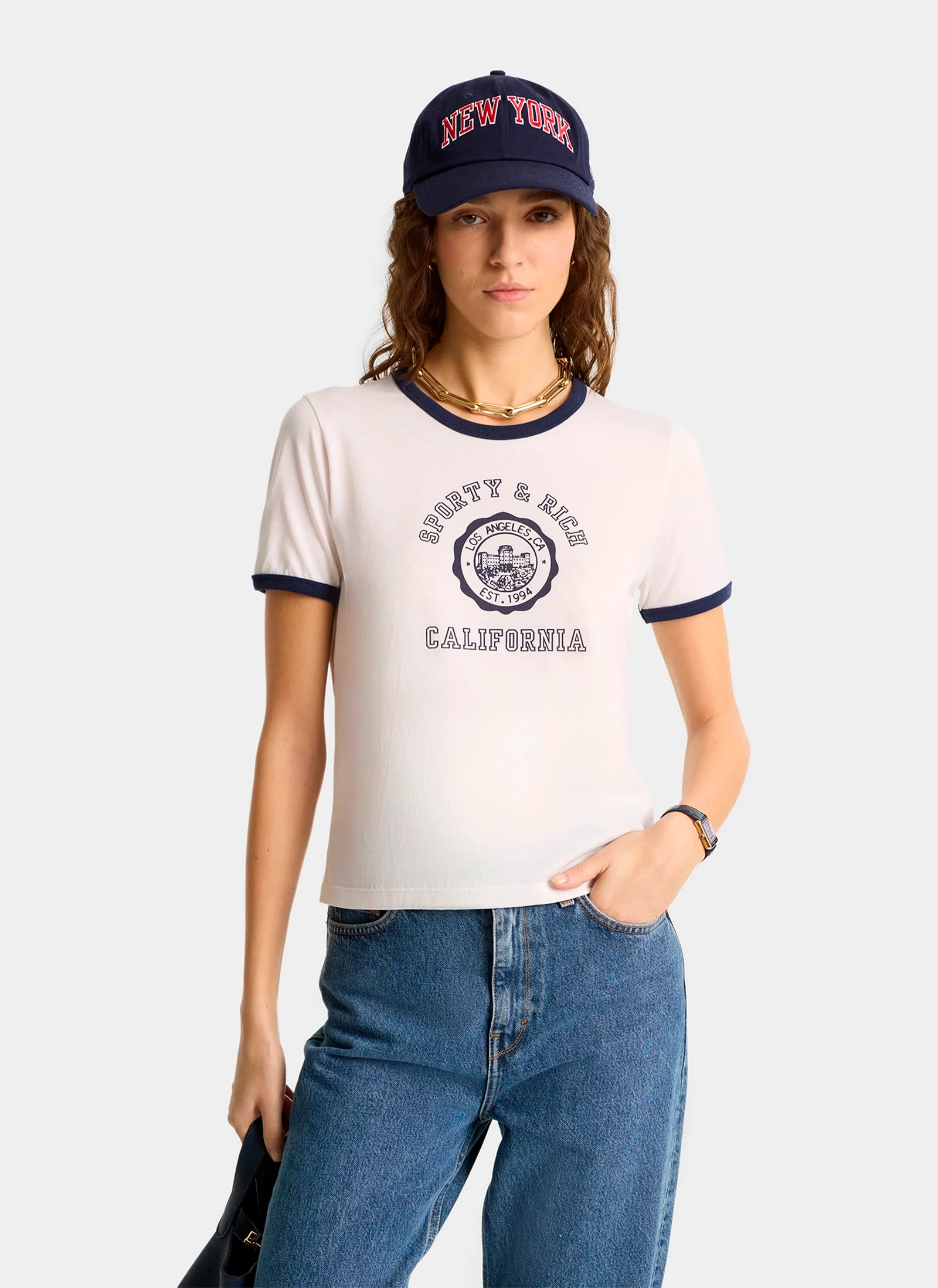 Футболка California Emblem Soft Ringer Tee White/Dark Navy