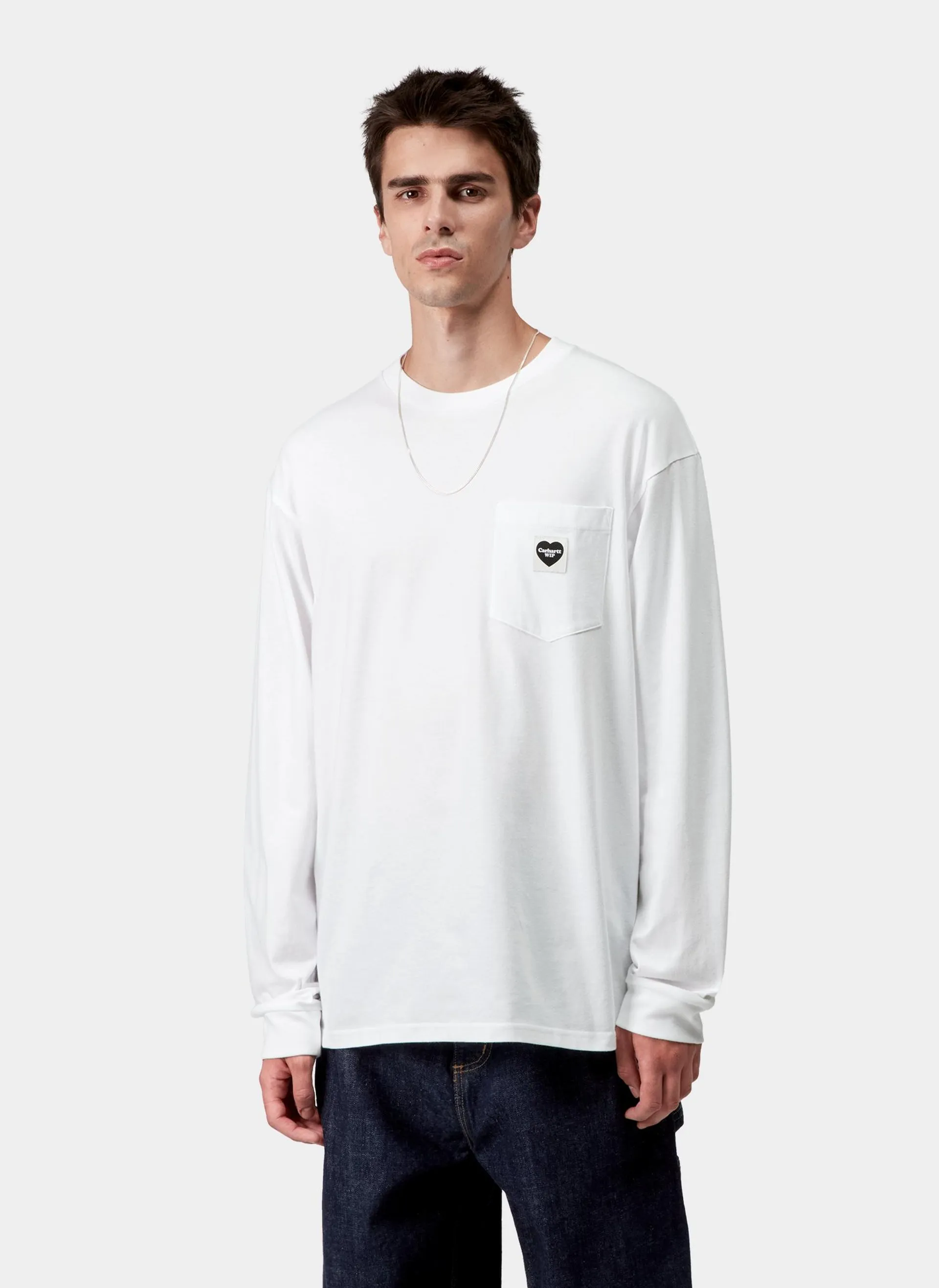 Лонгслив L/S Pocket Heart T-Shirt White / Black