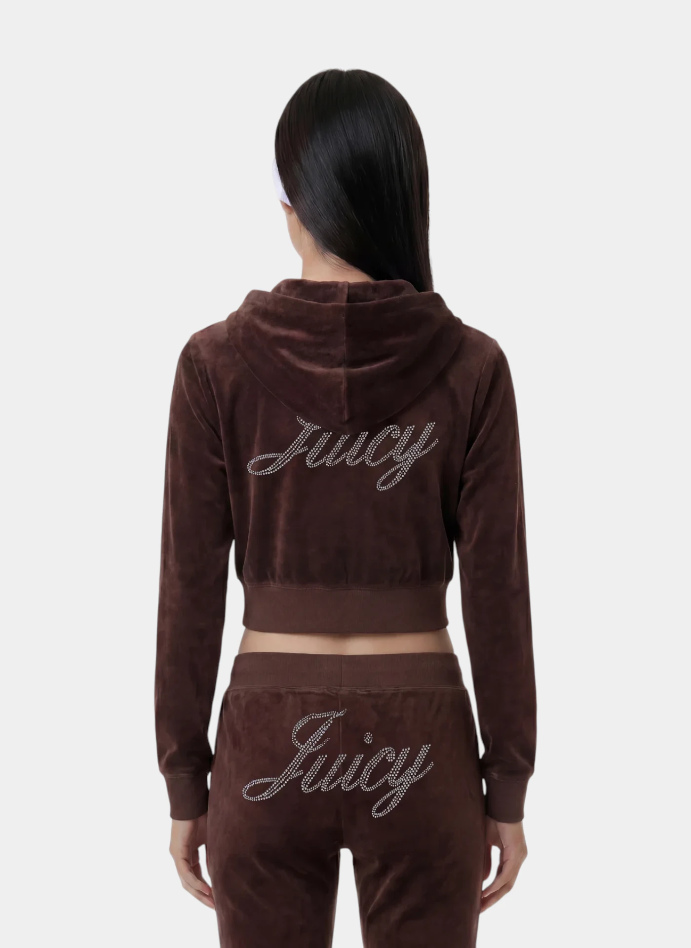 Худи на молнии Juicy Script Velour Zip Hoodie Chocolate