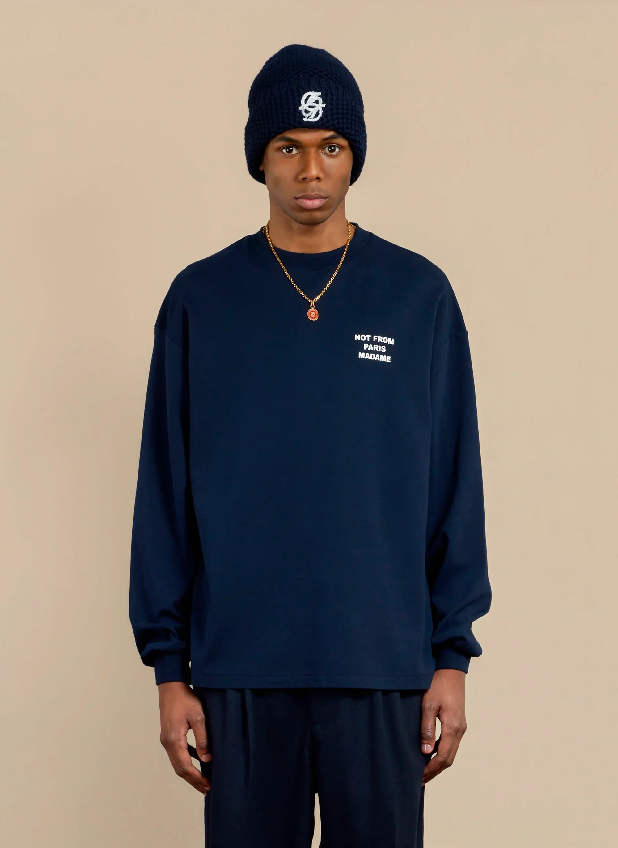 Лонгслив Slogan Navy