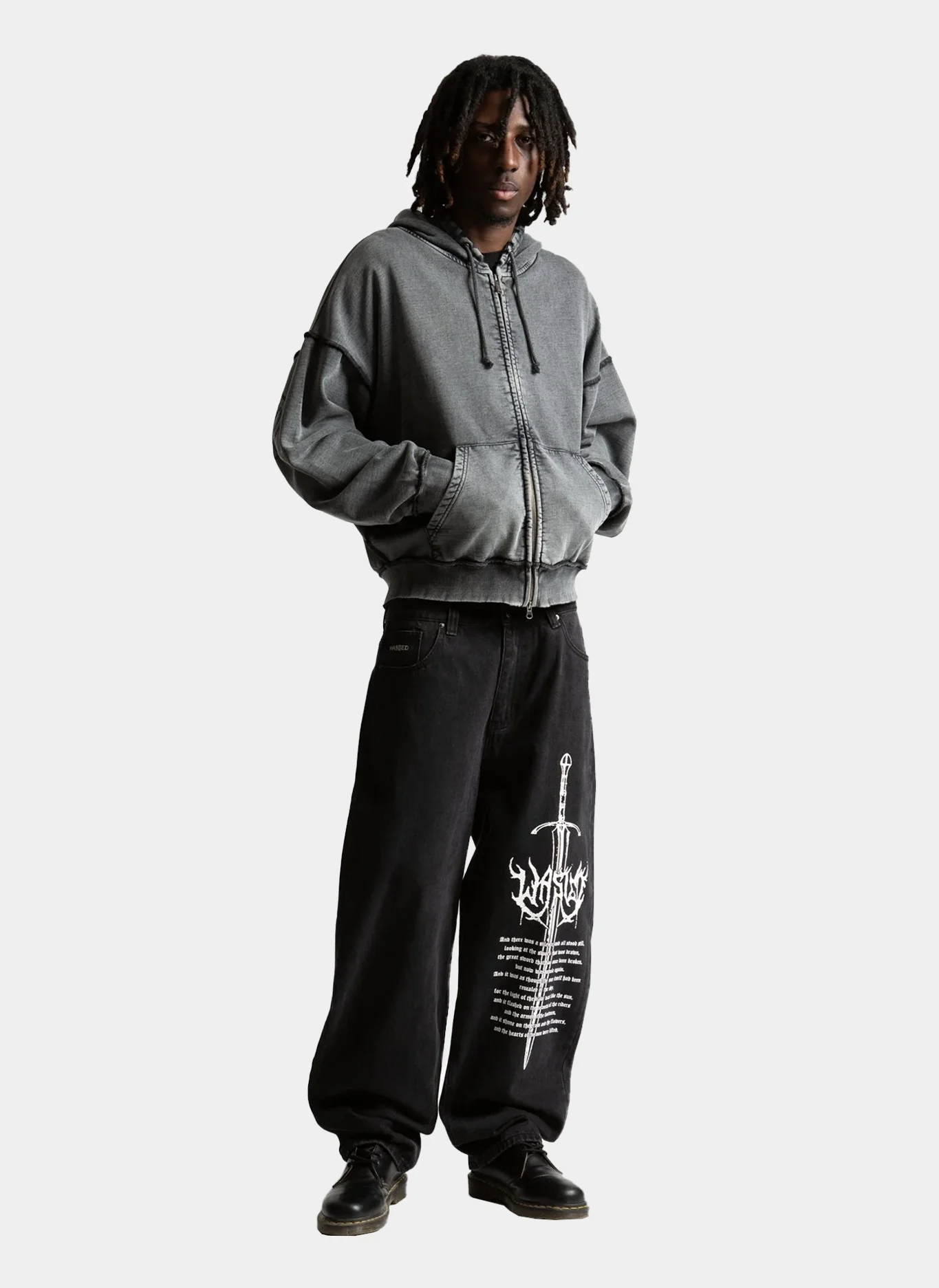 Худи на молнии Kingdom Curve Faded Zip Hoodie Faded Black