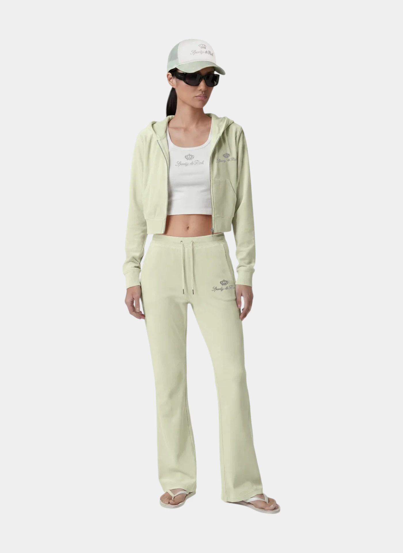 Брюки Juicy Script Velour Sweatpant Sage