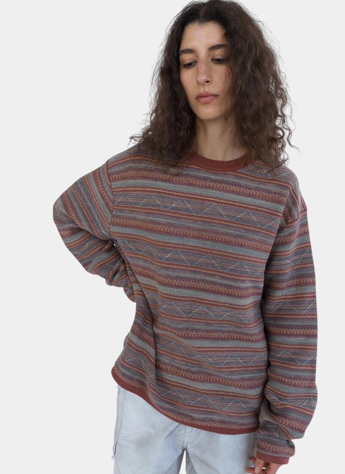 Свитер Pattern Knit Crew Magenta