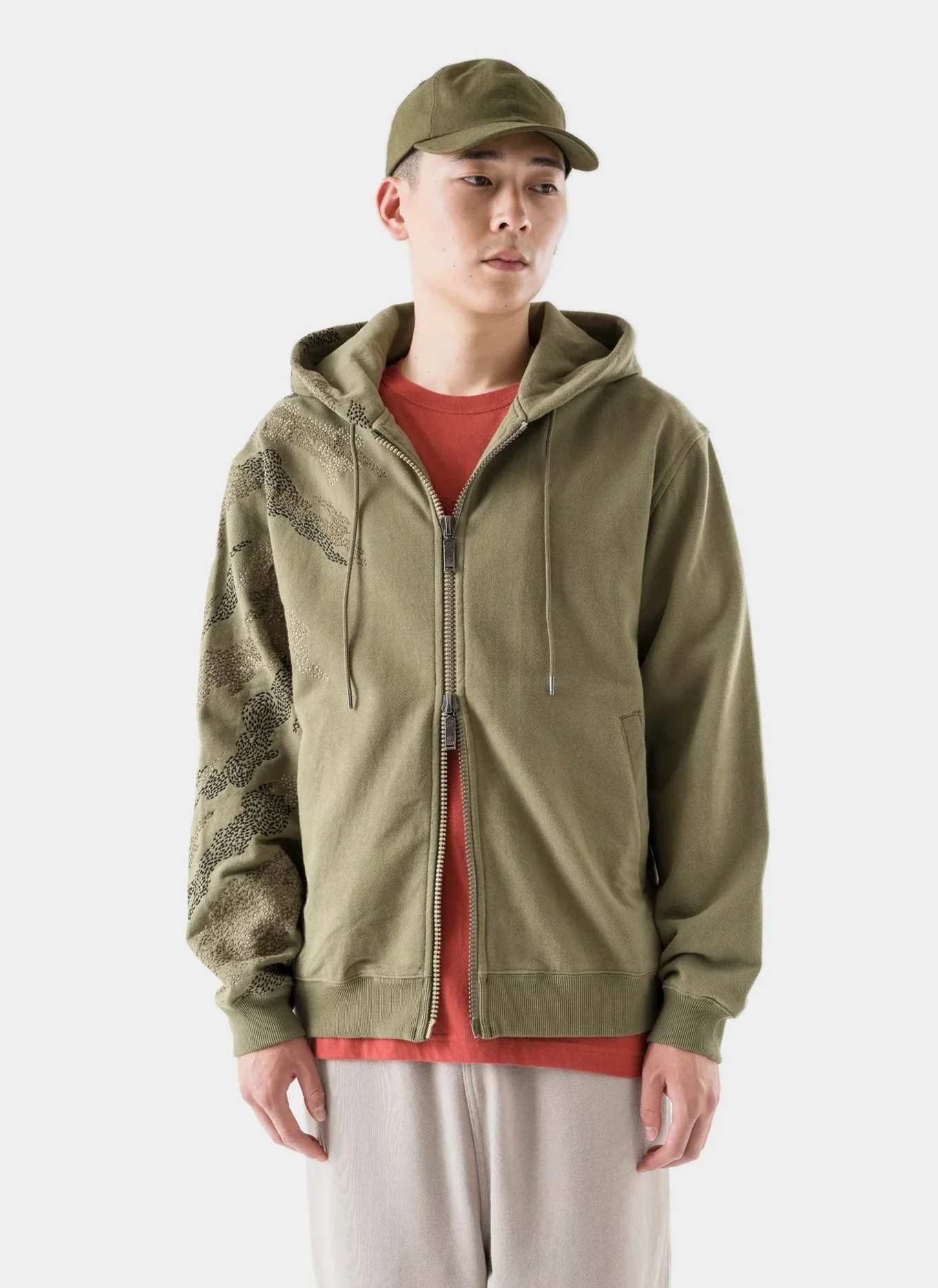 Худи на молнии Sashiko Bonsai Hooded Sweat  Olive