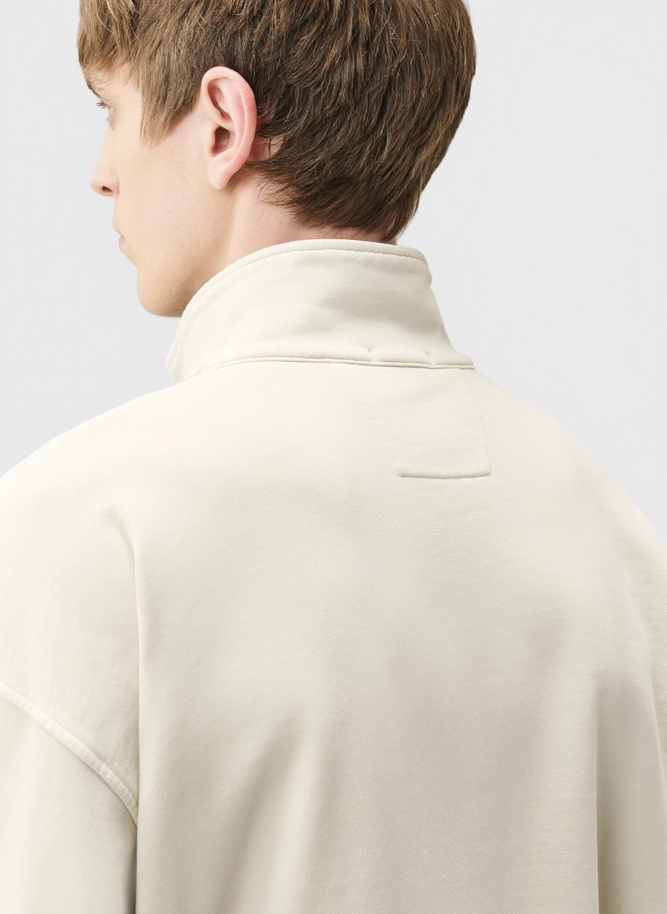 Свитшот Brushed And Emerized Diagonal Fleece Mixed Boxy Half Zip Silver Birch