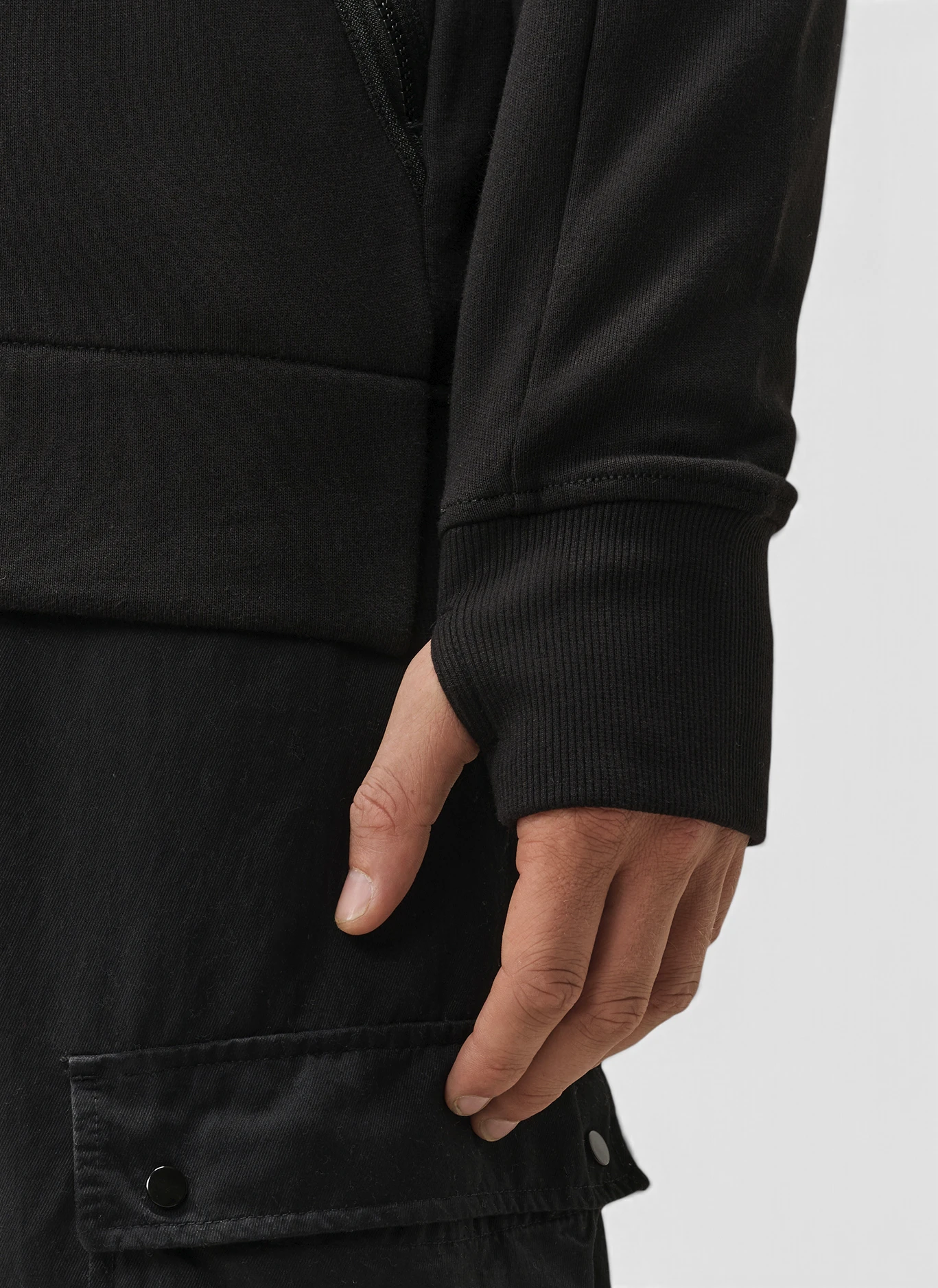 Худи на молнии Diagonal Raised Fleece Goggle Zip Sweatshirt Black