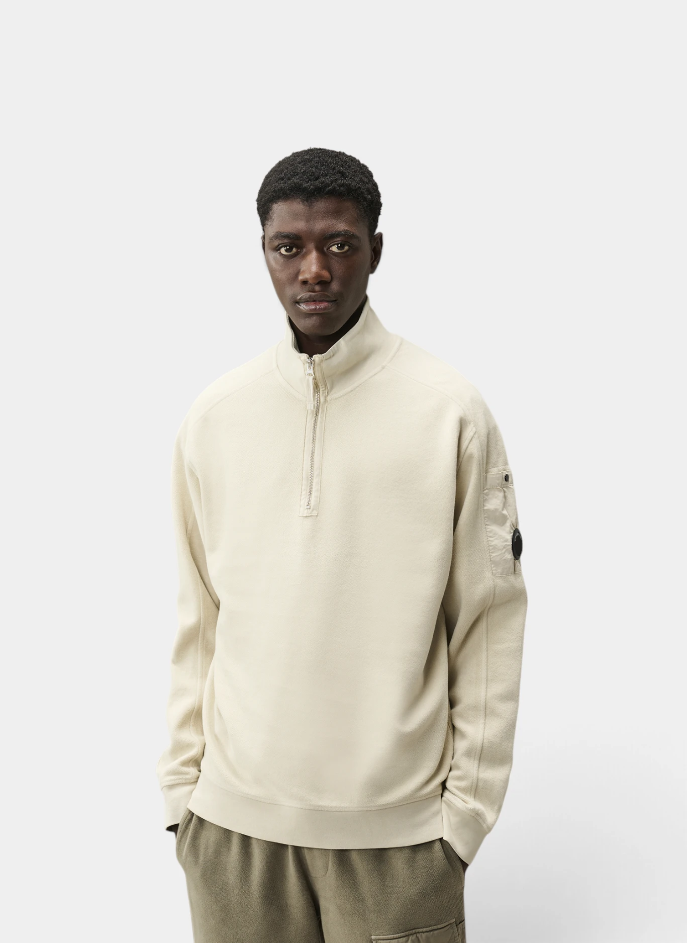 Свитшот Brushed Emerized Diagonal Fleece Half Zip Lens Sweatshirt Silver Birch