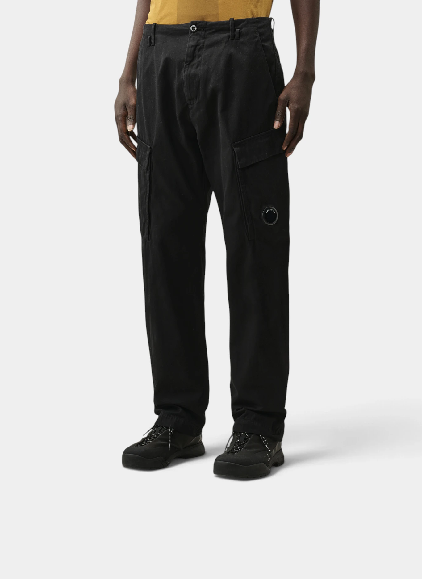 Брюки Emerized Cotton Micro Weave No Side Seam Loose Cargo Pants Black