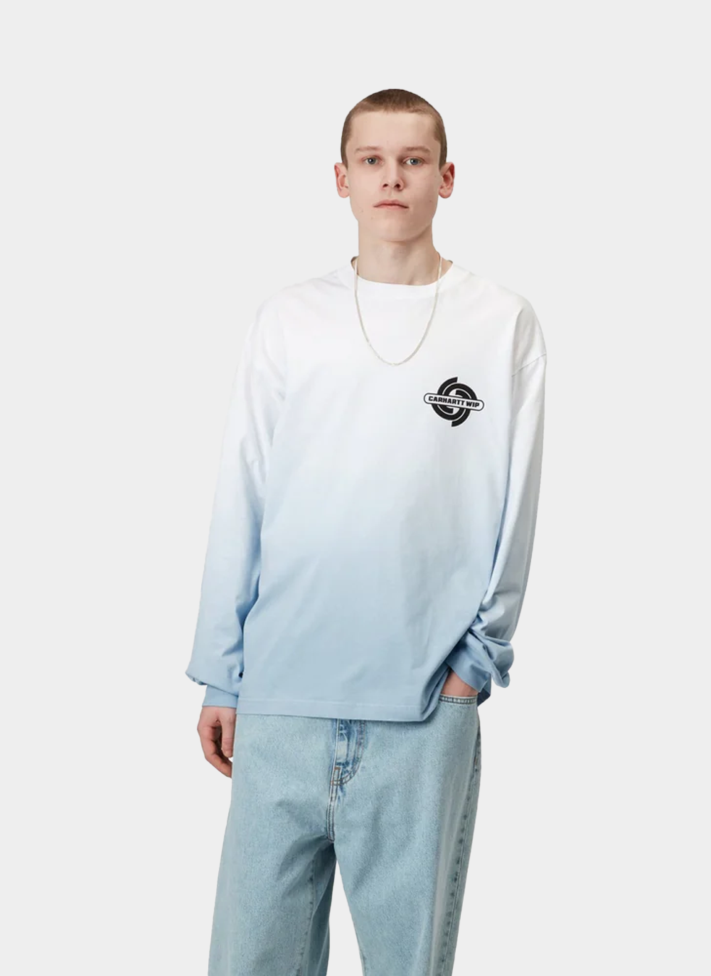 Лонгслив L/S Light Work T-Shirt White / Bluebird (Dip Dye)