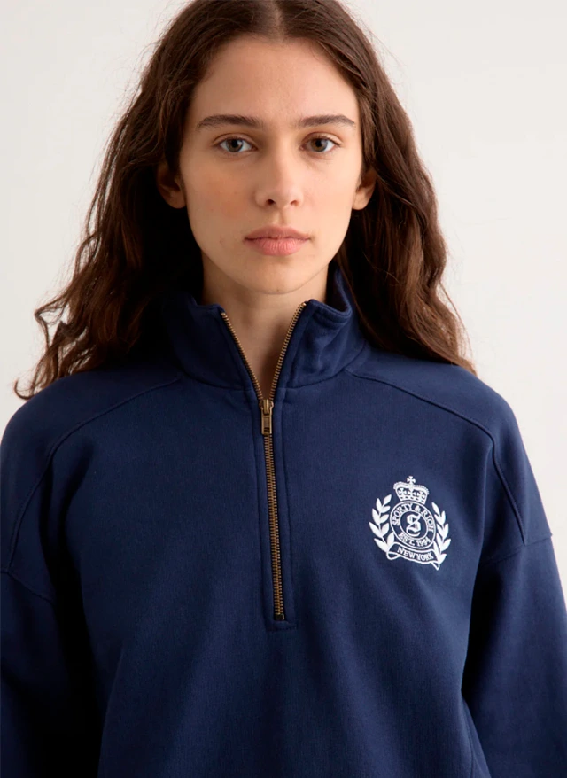 Свитшот H&W Crest Embroidered Quarter Zip Dark Navy