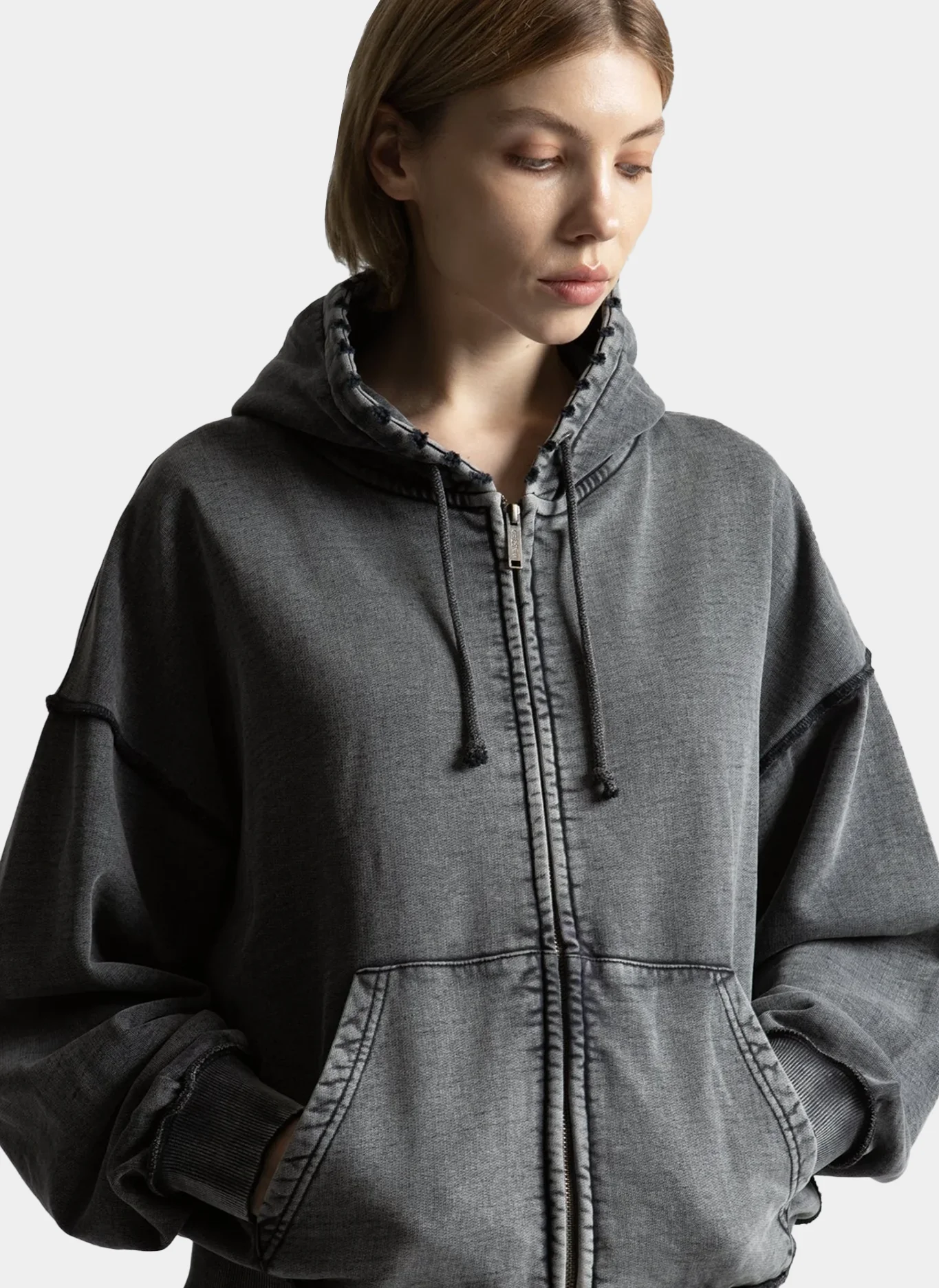 Худи на молнии Kingdom Curve Faded Zip Hoodie Faded Black