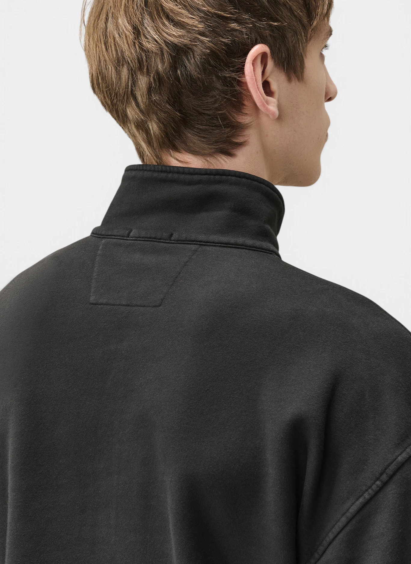 Свитшот Brushed And Emerized Diagonal Fleece Mixed Boxy Half Zip Black