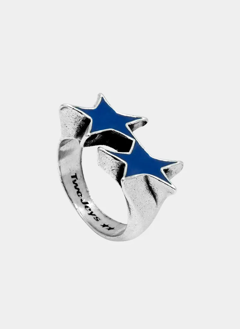 Кольцо Icon Blue Enameled Single Ring Silver