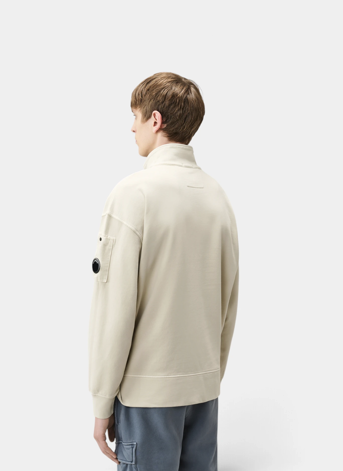 Свитшот Brushed And Emerized Diagonal Fleece Mixed Boxy Half Zip Silver Birch