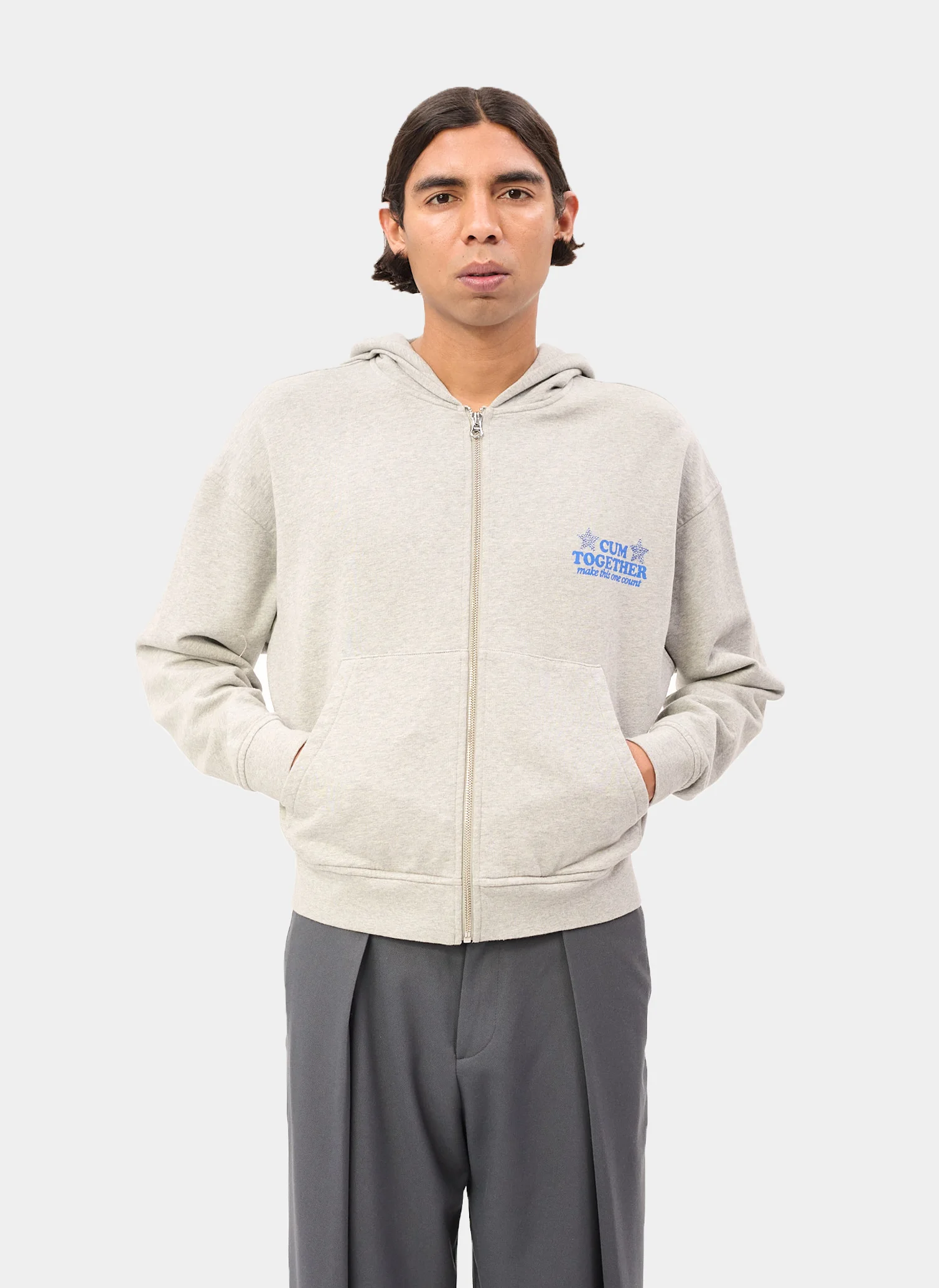 Худи  на молнии Cum-munity Values Zip Hoodie Melange Grey