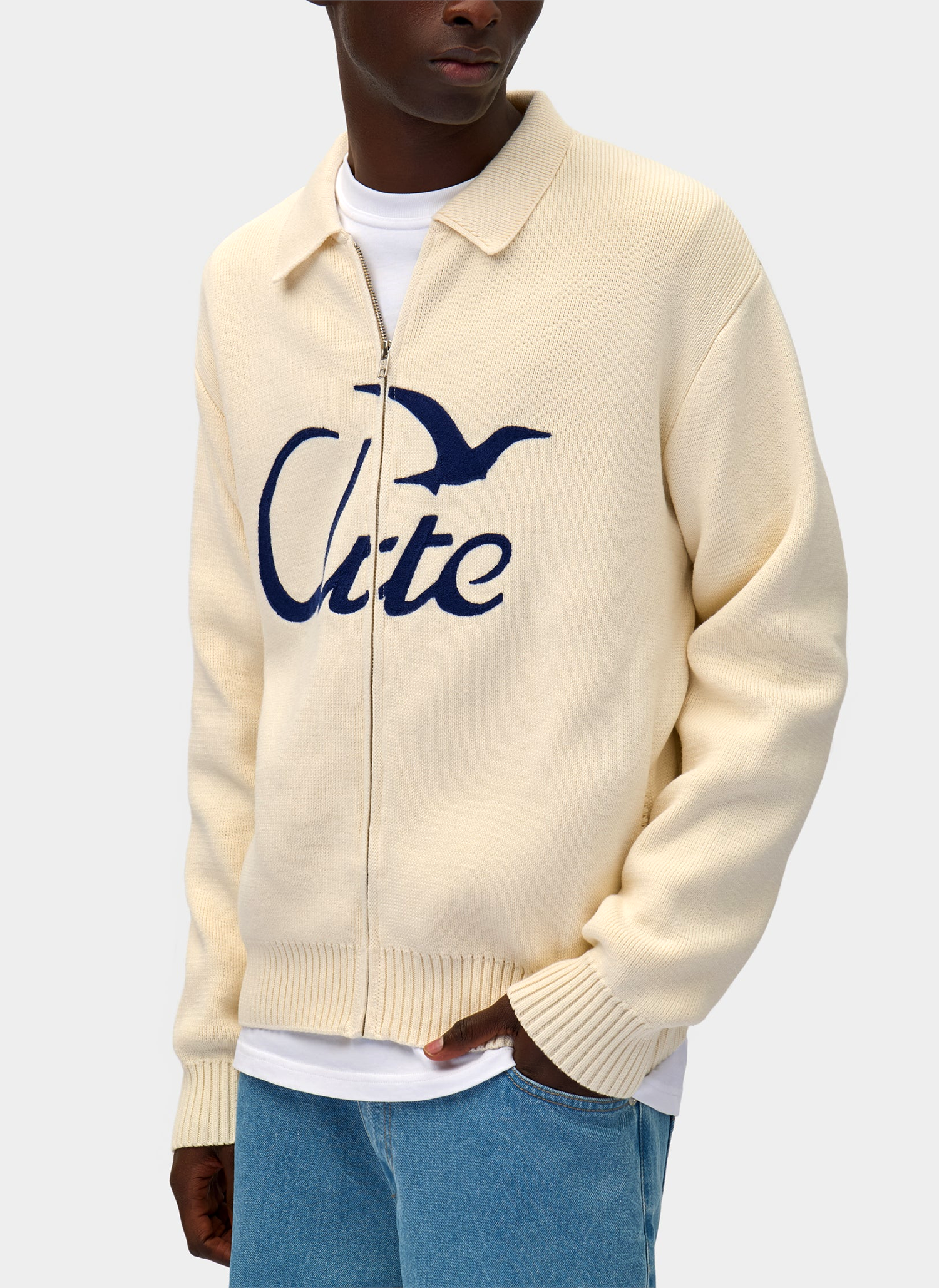 Куртка Bird Logo Knit Jacket Cream Куртка Bird Logo Knit Jacket Cream