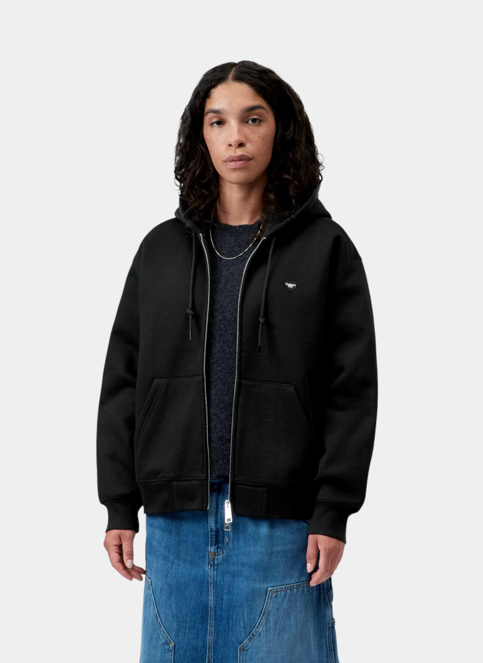 Худи на молнии женское W' HD Small Heart Patch Jkt Black / Black
