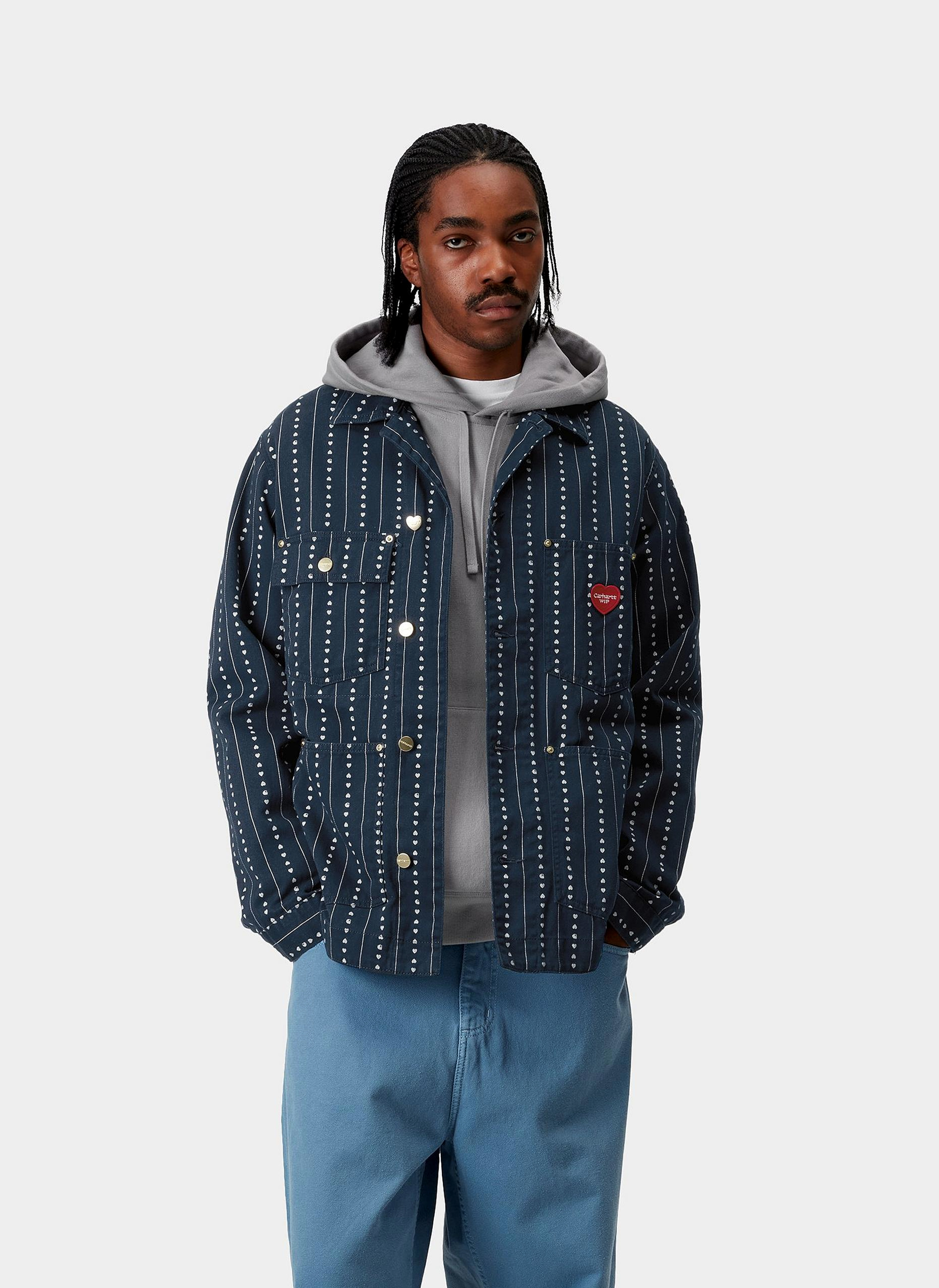 Куртка ‘Drewe Chore Coat’ HEART C PINSTRIPE, INK / NATURAL (RINSED)