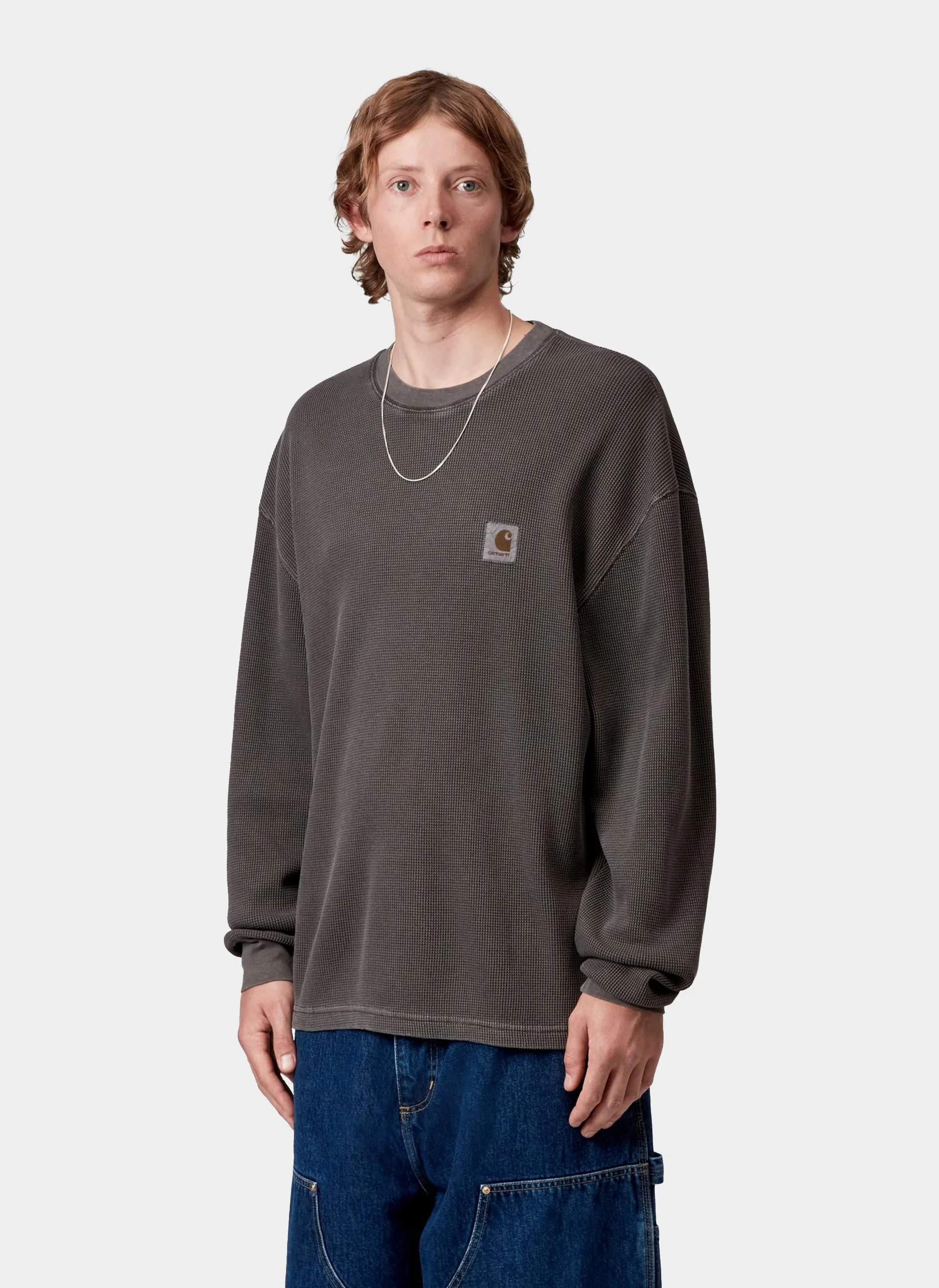 Лонгслив L/S Vista Waffle T-Shirt Black (Garment Dyed)