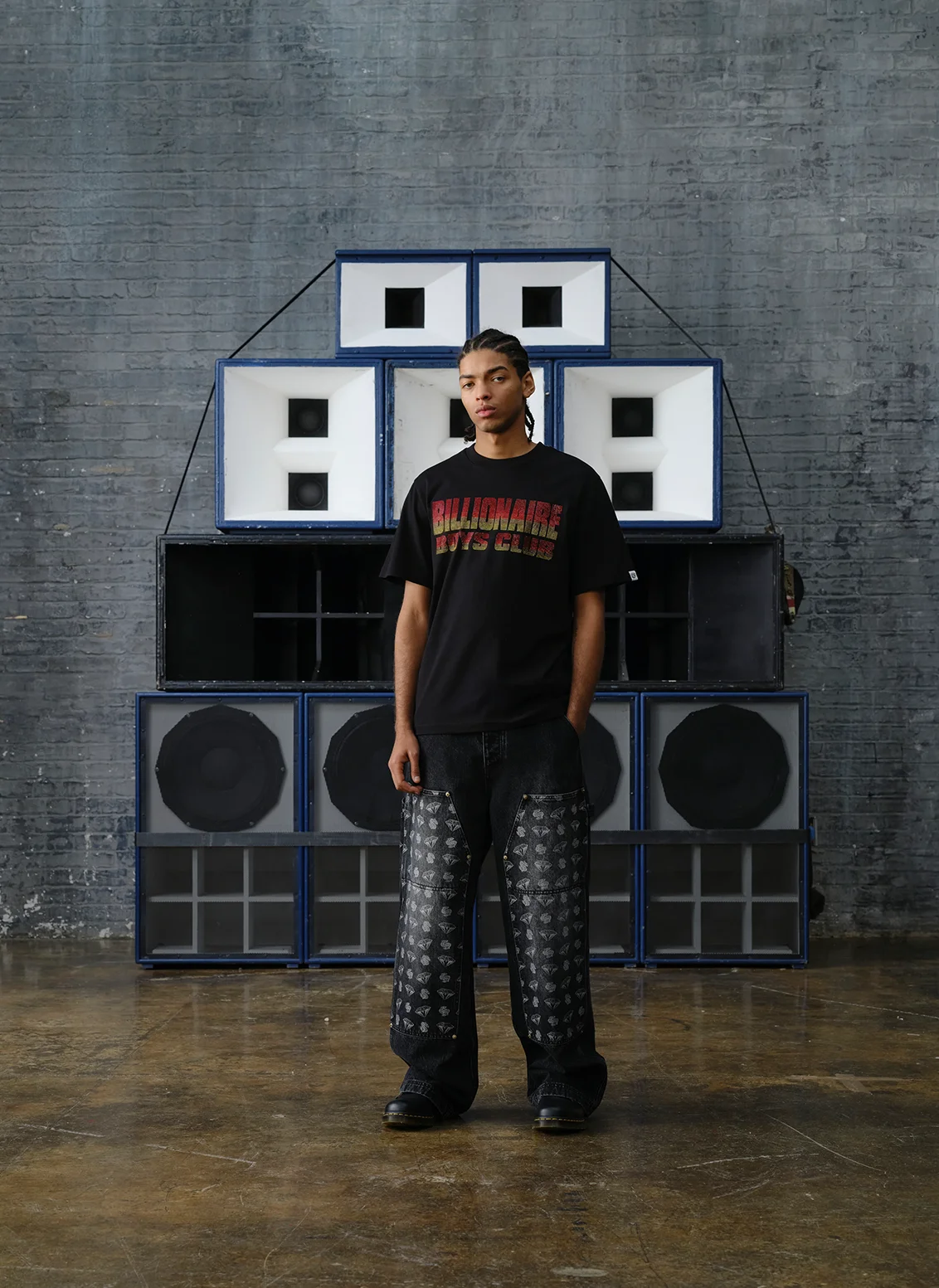 Футболка Straight Logo Gradient Diamonte T-Shirt Black