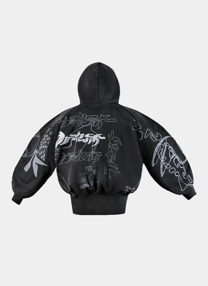 Худи .Solutions + NUMBER 3 A—Sketch Hoodie Old Black