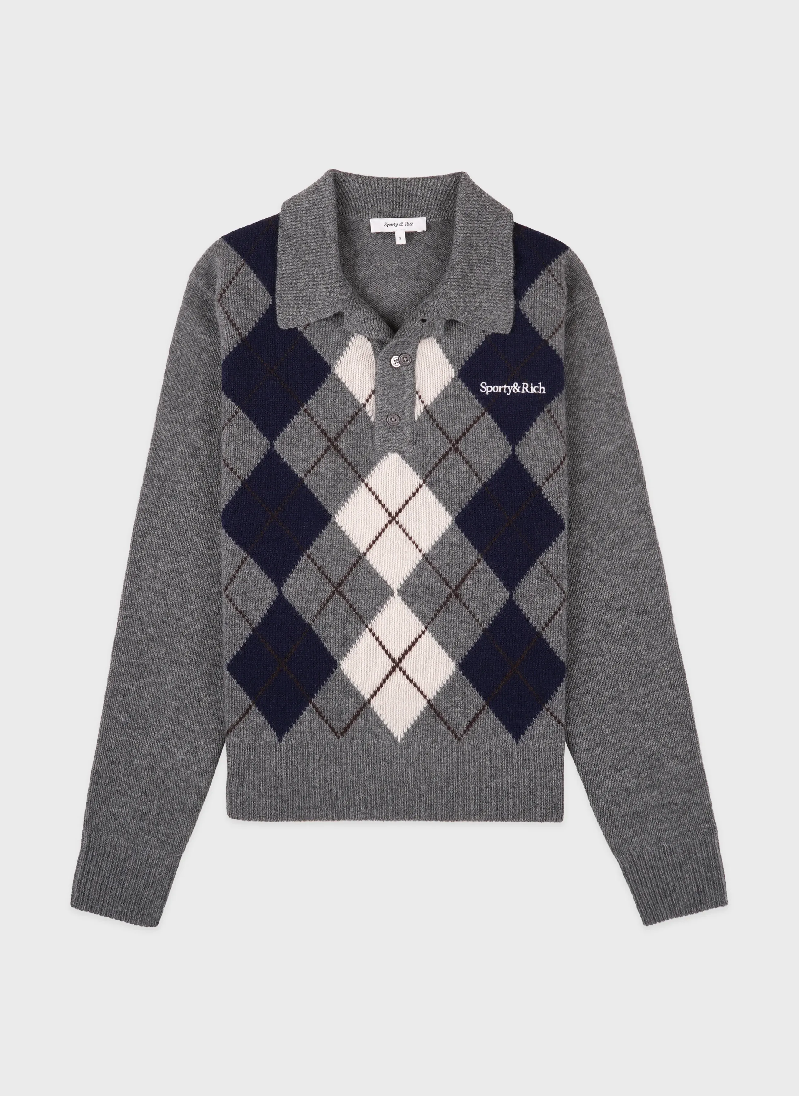 Поло Serif Logo Argyle Cashmere Polo Gray