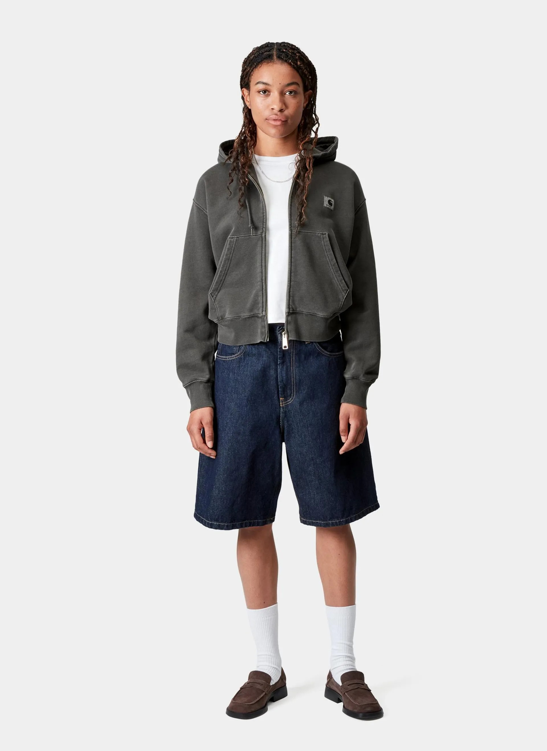 Худи на молнии женское W' Hooded Nelson Jacket Black (Garment Dyed)