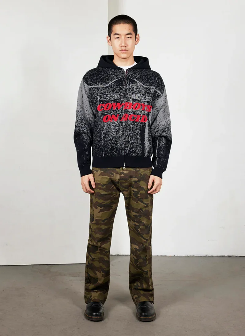 Худи на молнии Acid Cowboy Knitted Hoodie  Black