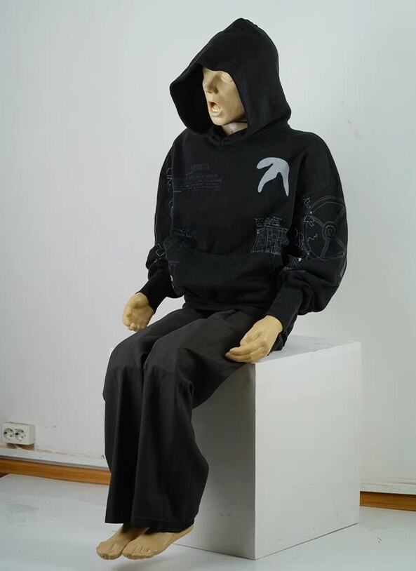 Худи .Solutions + NUMBER 3 A—Sketch Hoodie Old Black