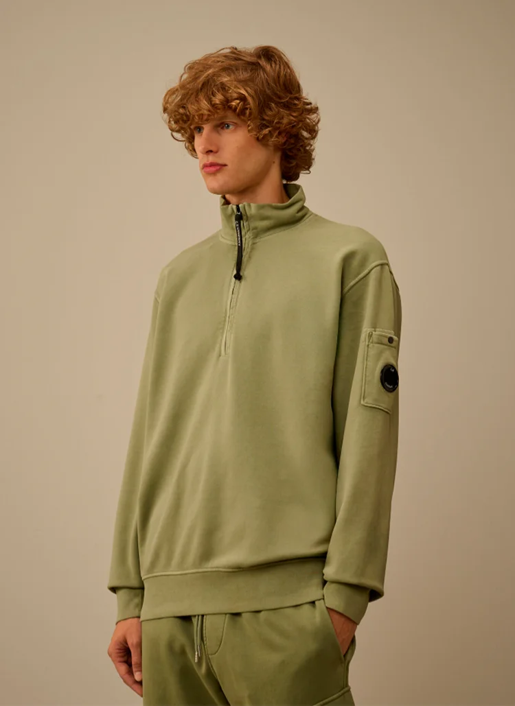 Свитшот Brushed and Emerized Diagonal Fleece Half Zip Sweatshirt Seagrass 