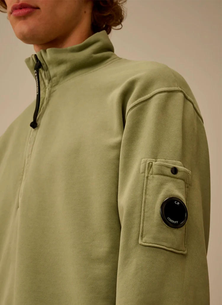 Свитшот Brushed and Emerized Diagonal Fleece Half Zip Sweatshirt Seagrass 