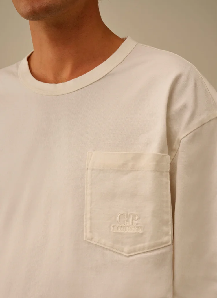 Лонгслив Mercerized 30/2 Jersey Twisted Long Sleeve T-Shirt Gauze  White