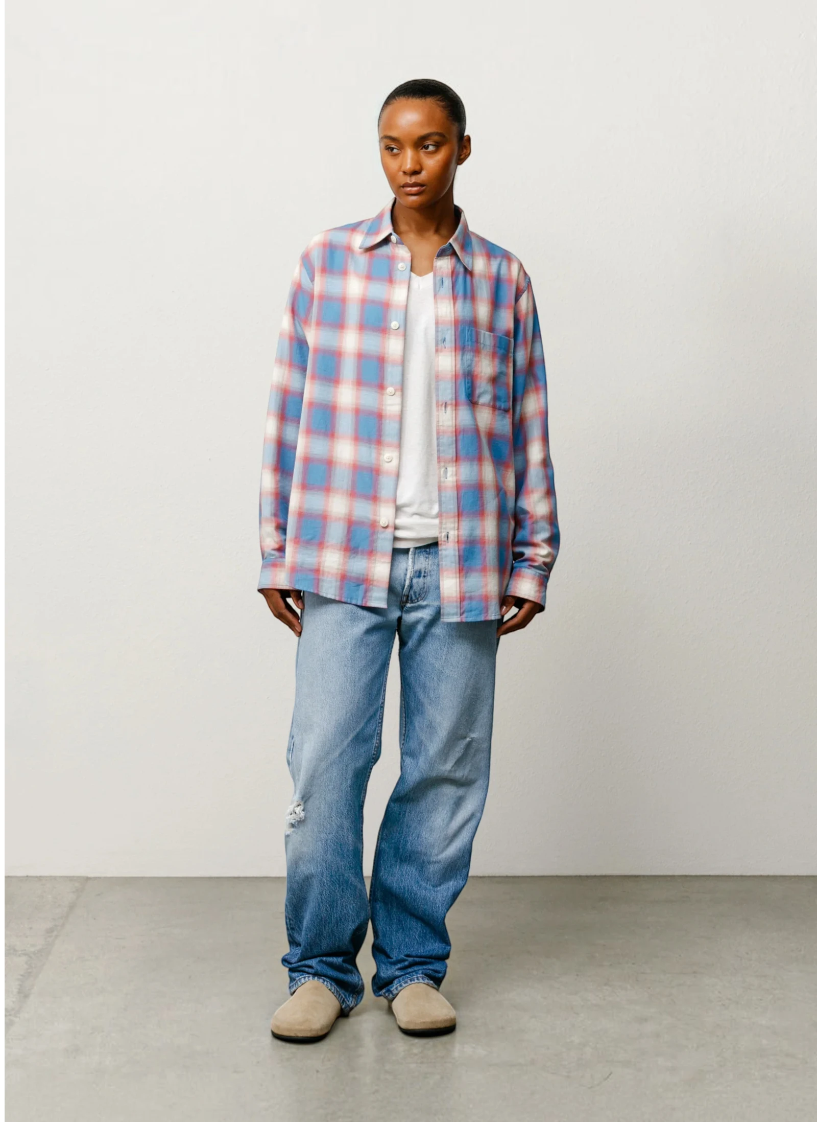 Рубашка Beach Ombre Plaid Shirt Blue