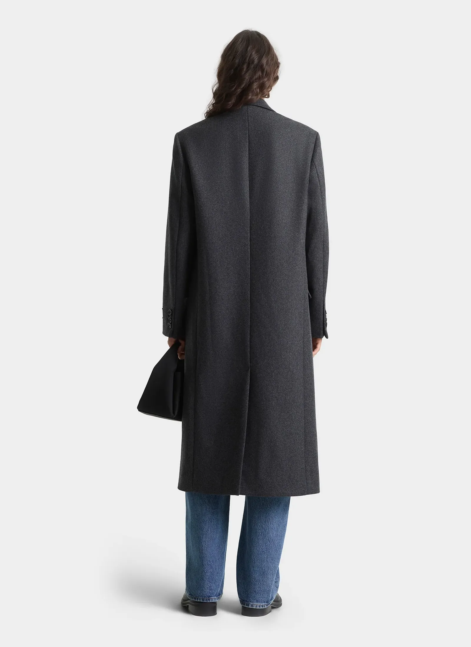 Пальто Signature Logo Structured Wool Coat Dark Grey