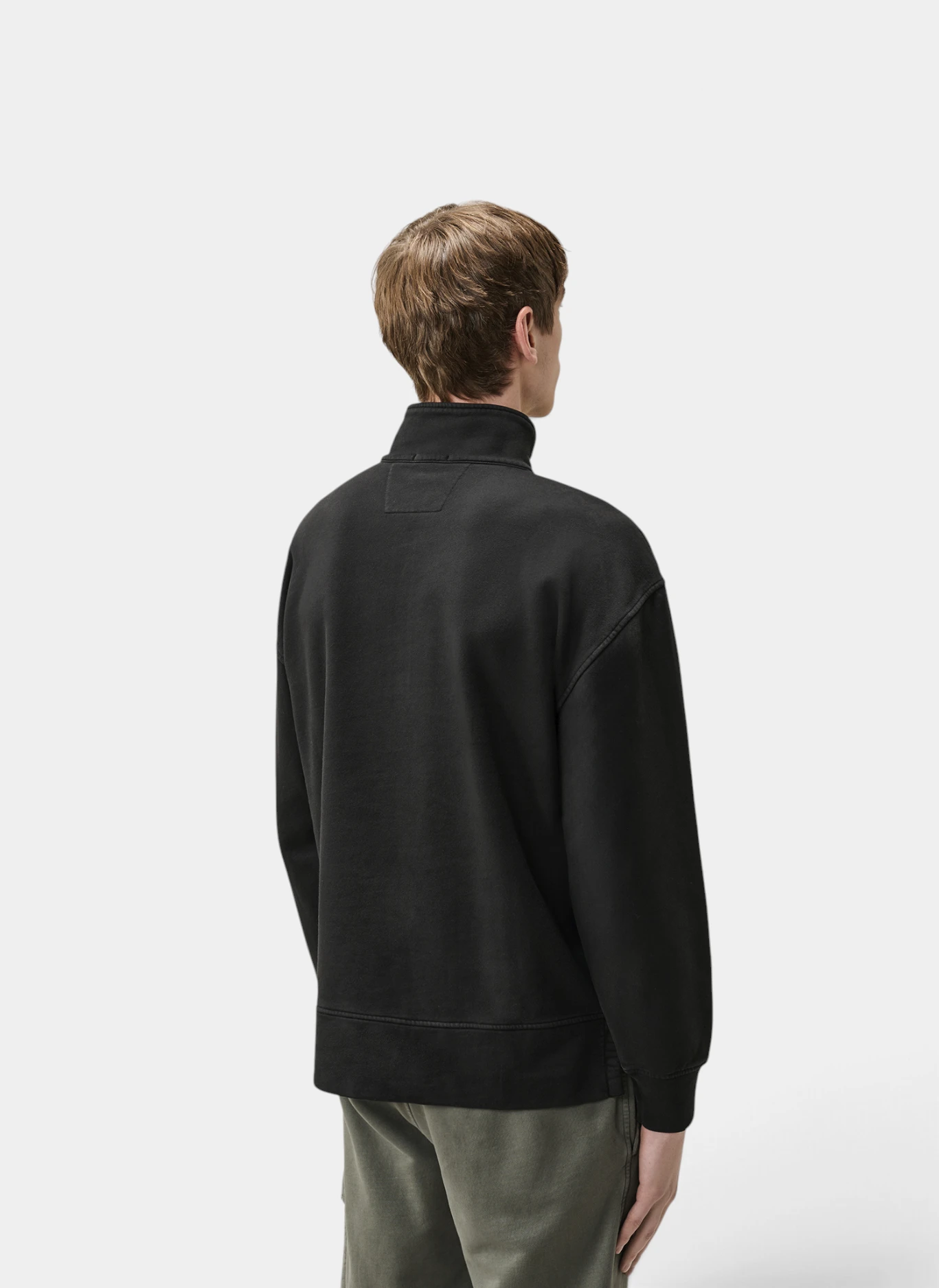 Свитшот Brushed And Emerized Diagonal Fleece Mixed Boxy Half Zip Black