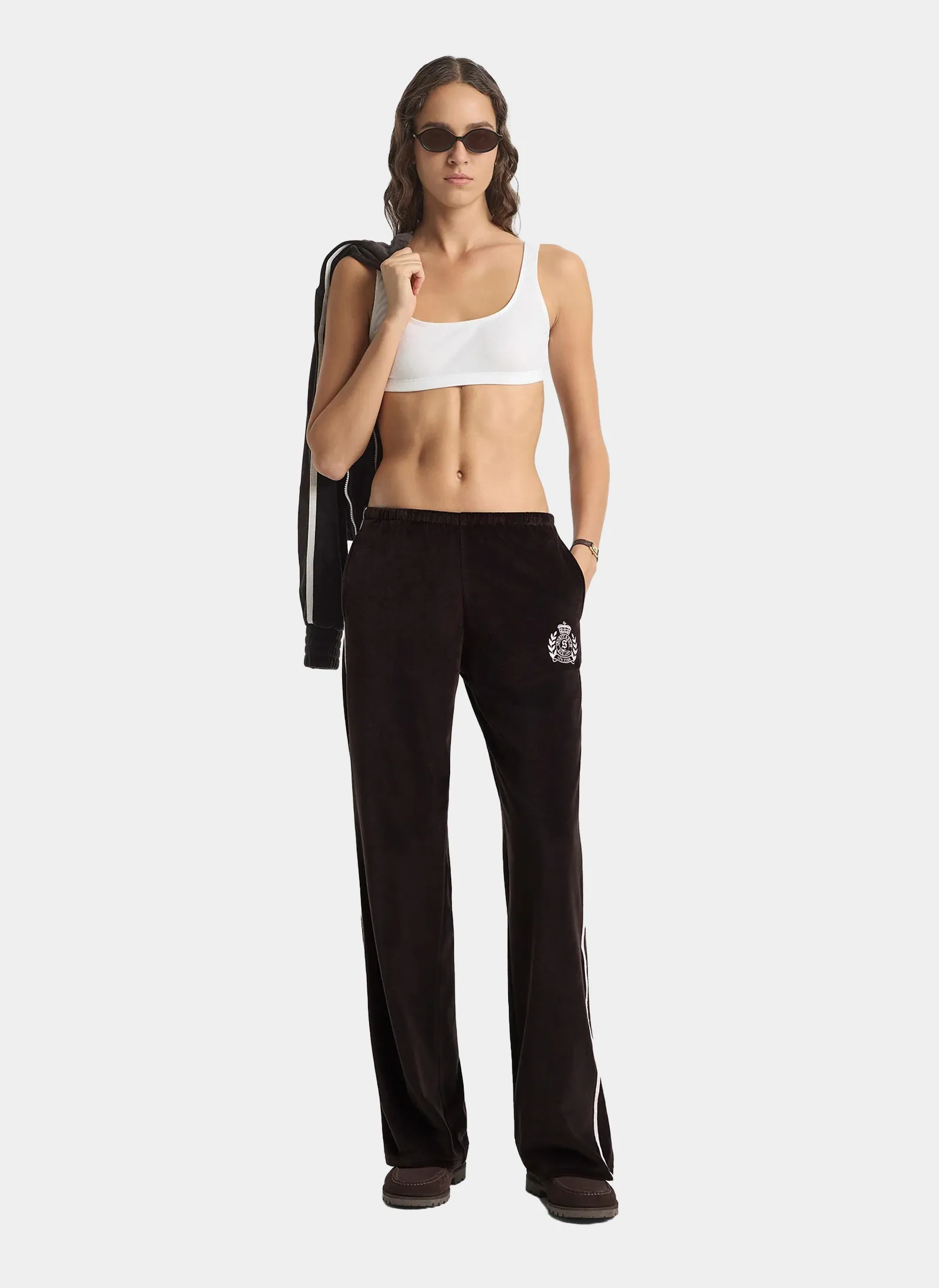 Брюки NY Crest Velour Sweatpant Chocolate