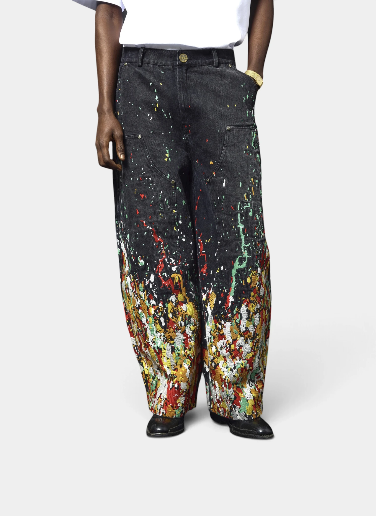 Джинсы Embroidered Carpenter Jeans Faded Black