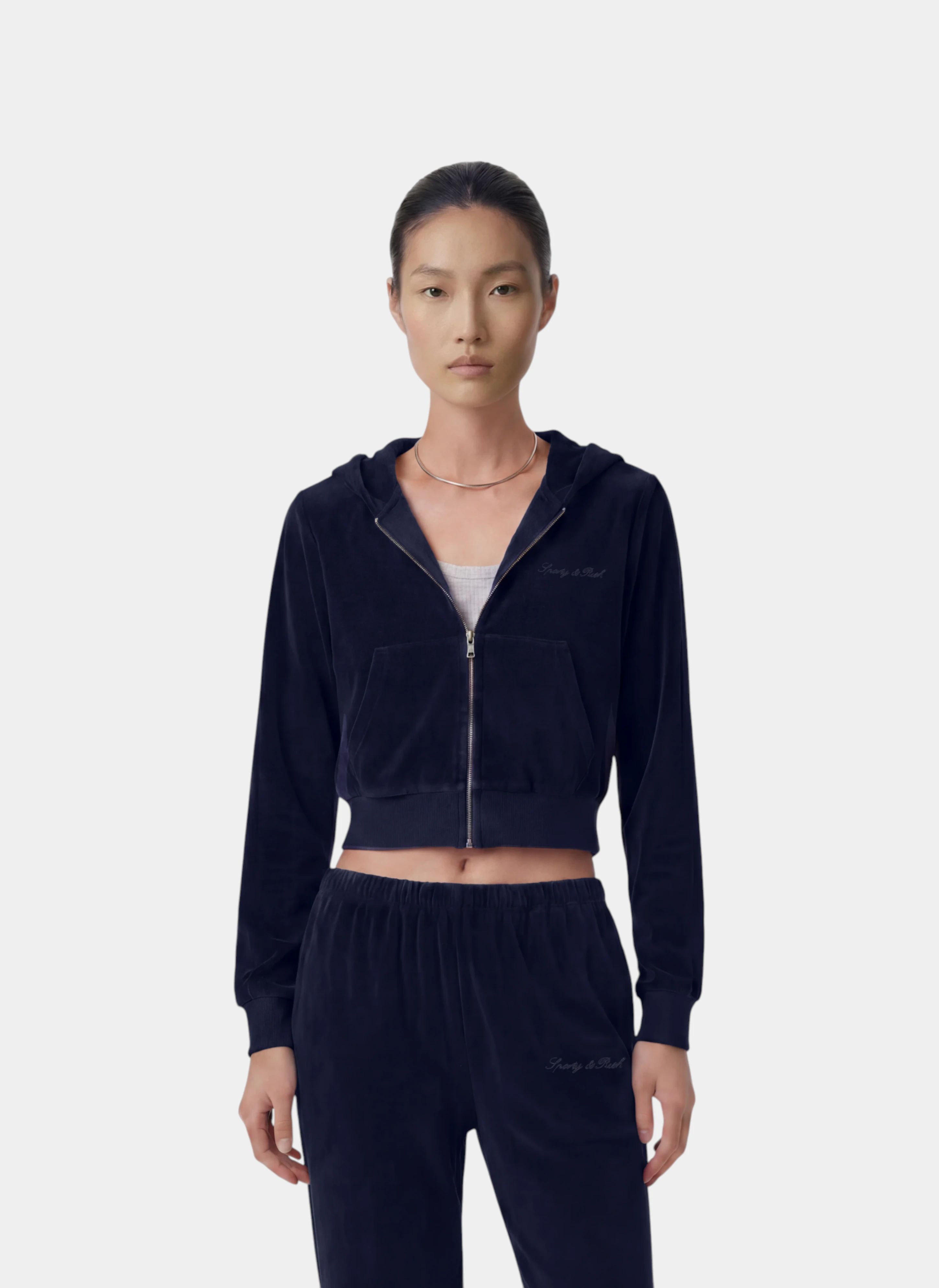 Худи на молнии Signature Logo Krystal Zip Hoodie Dark Navy/Crystal