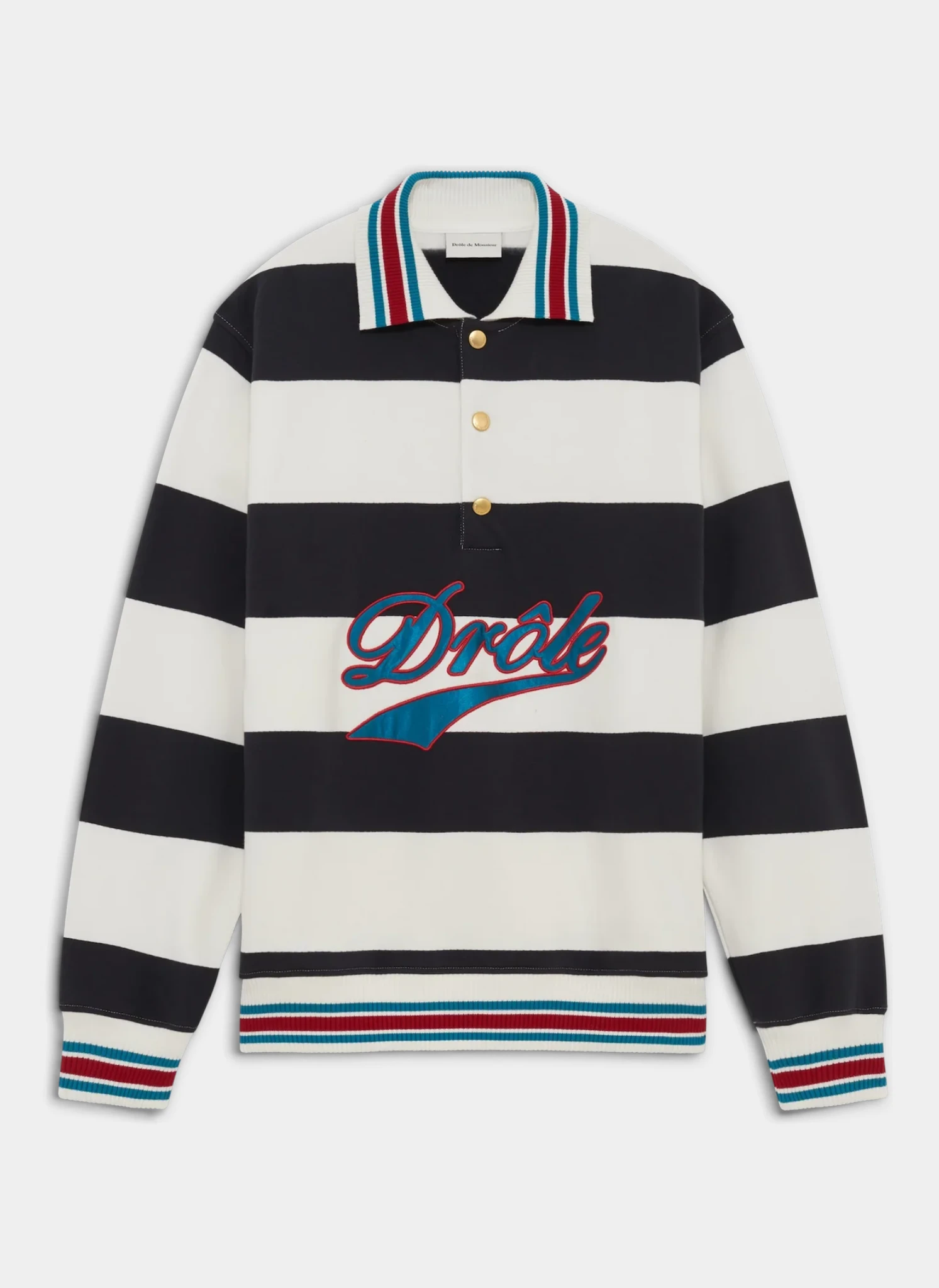 Поло Drôle Embroidered Stripes Polo Off White