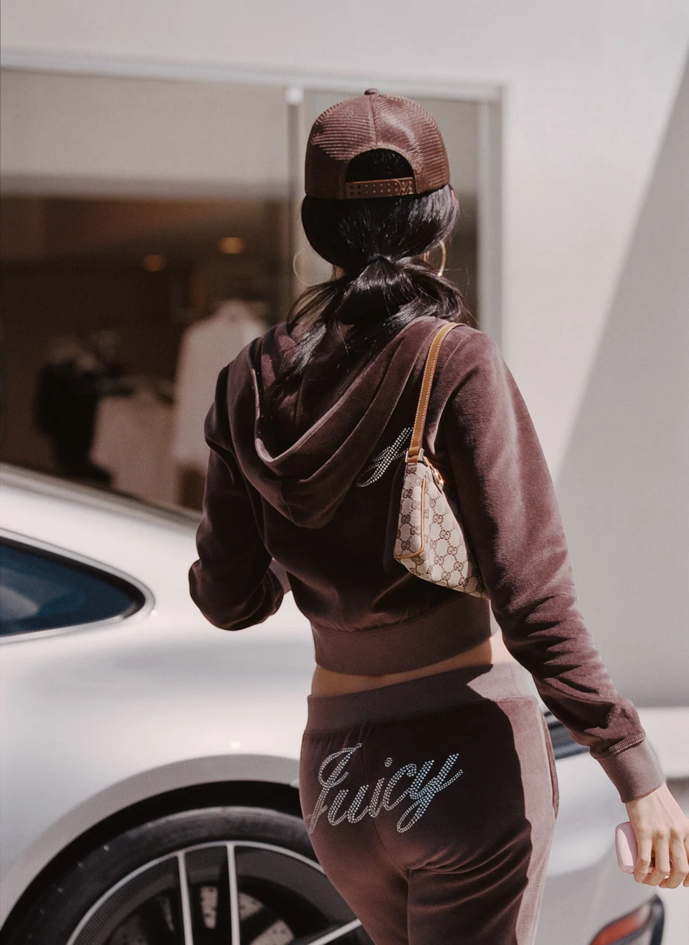Худи на молнии Juicy Script Velour Zip Hoodie Chocolate